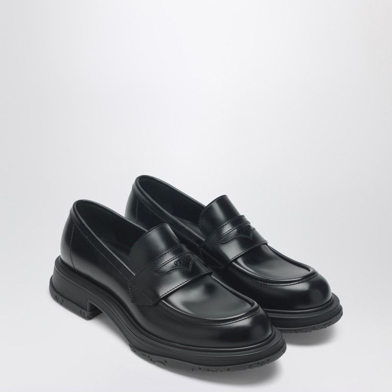 Gucci Black Leather Loafer With Logo