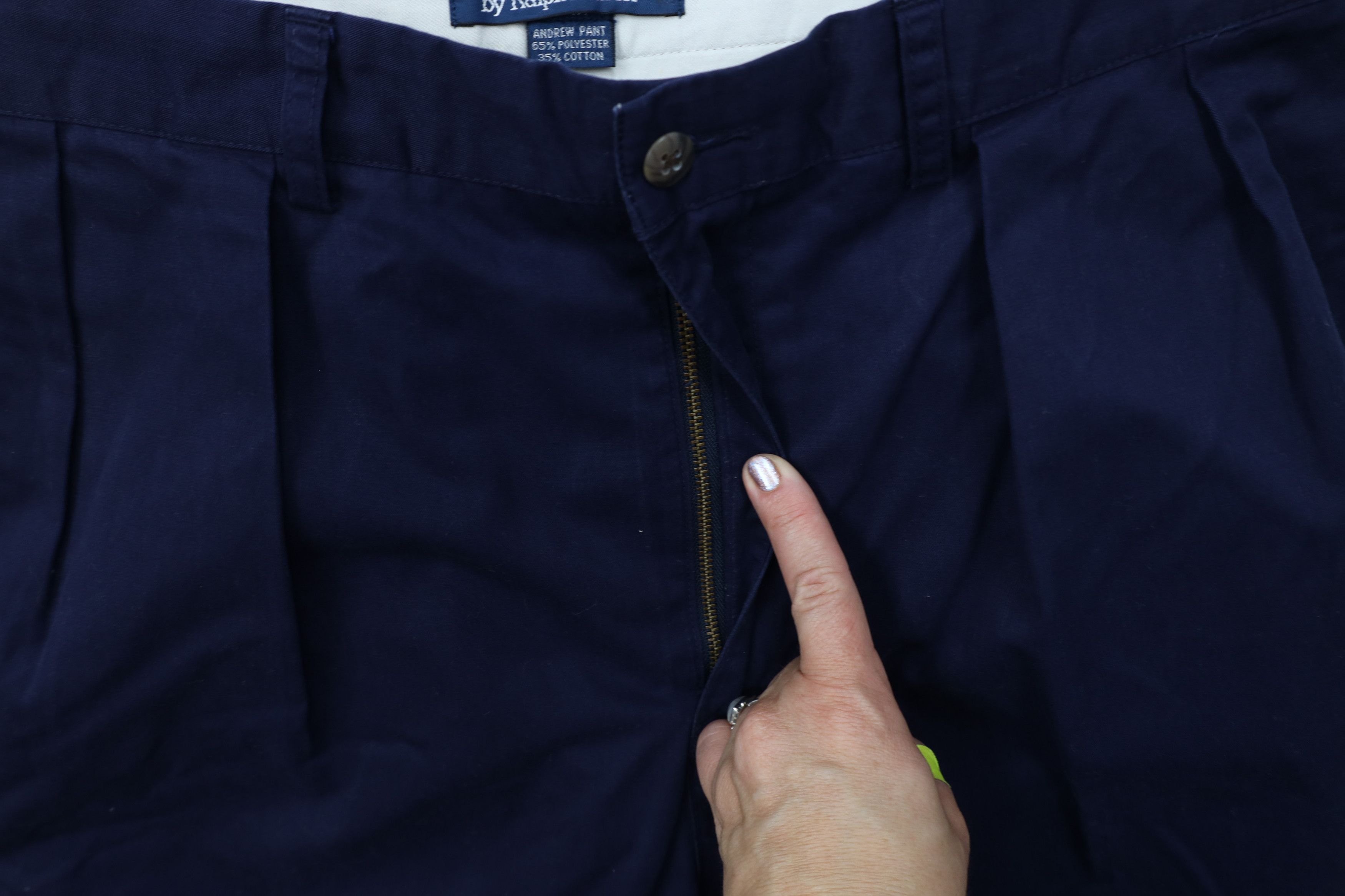 Ralph Lauren Vintage 90s Ralph Lauren Wide Leg Chino Pants Navy Blue Size US 32 / EU 48 - 7 Thumbnail
