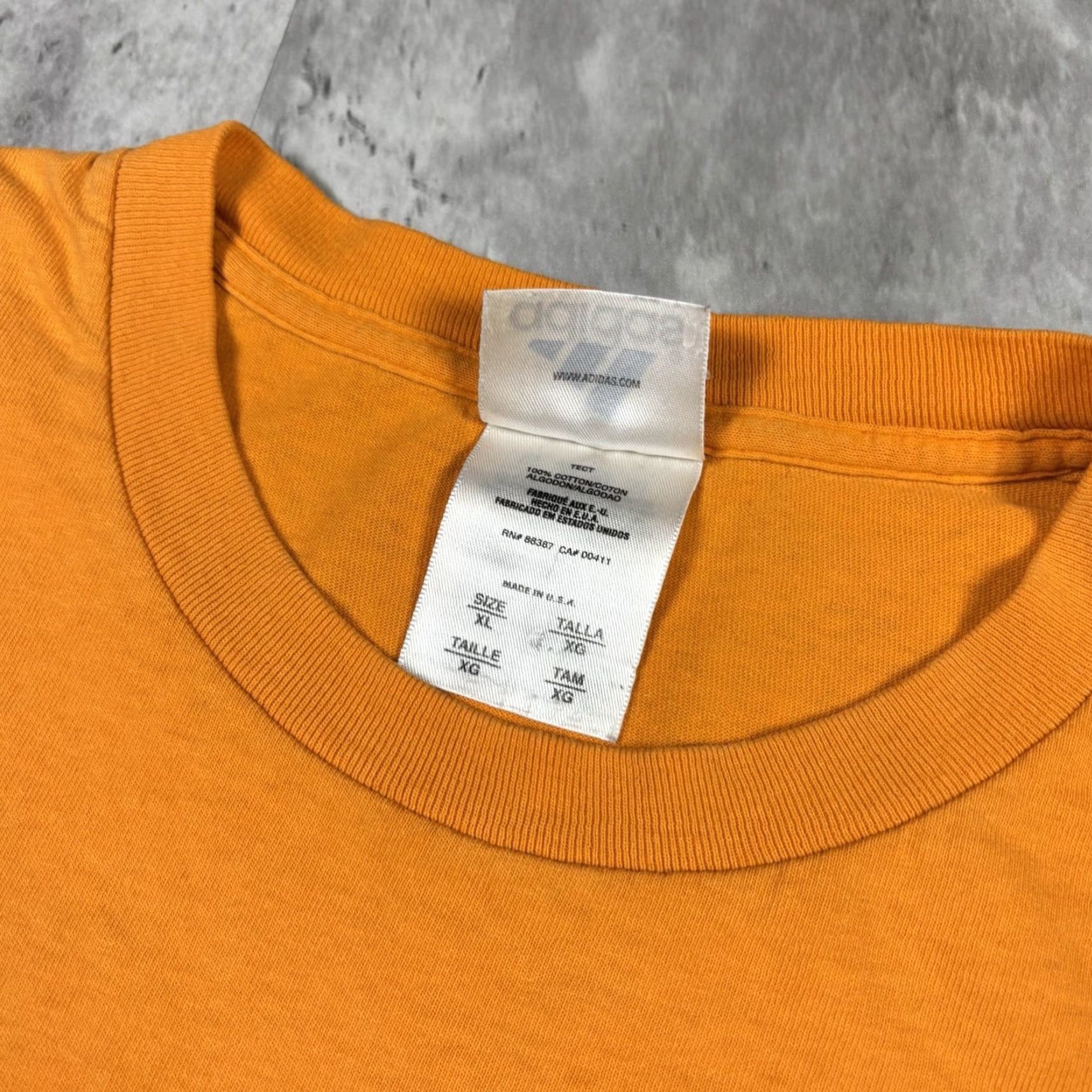 Adidas VINTAGE adidas T Shirt Orange Double Sided Logo Print Adult XL 90s Size US XL / EU 56 / 4 - 5 Thumbnail