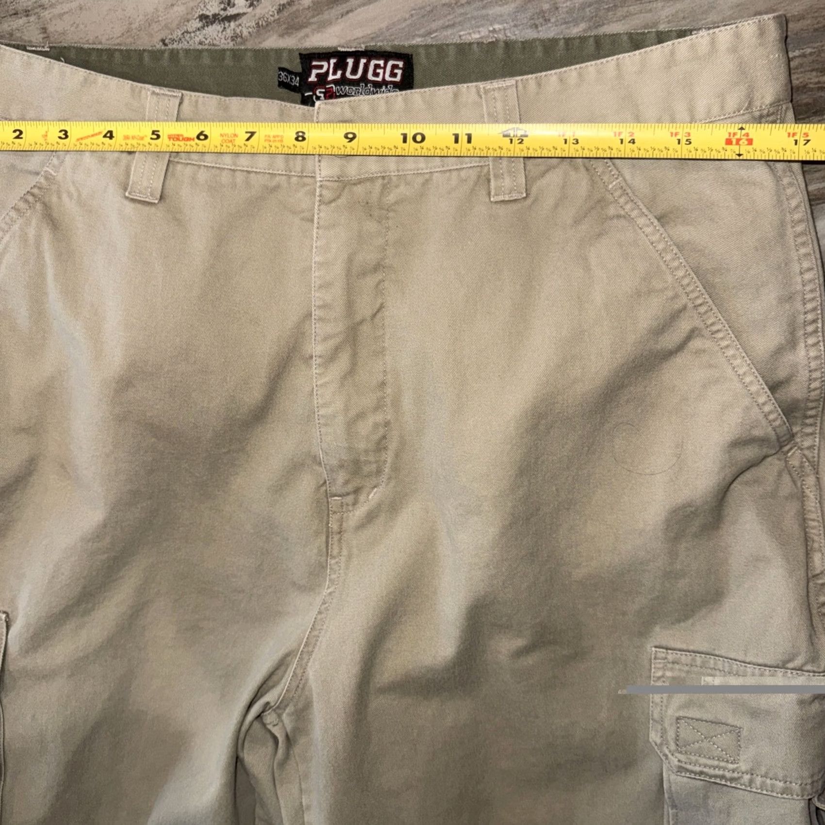 Vintage Plugg Cargo Pants Men 36X34 Khaki Beige Cotton Cargo Pocket Straight Leg Mens Casual Workwear Size US 36 / EU 52 - 7 Thumbnail