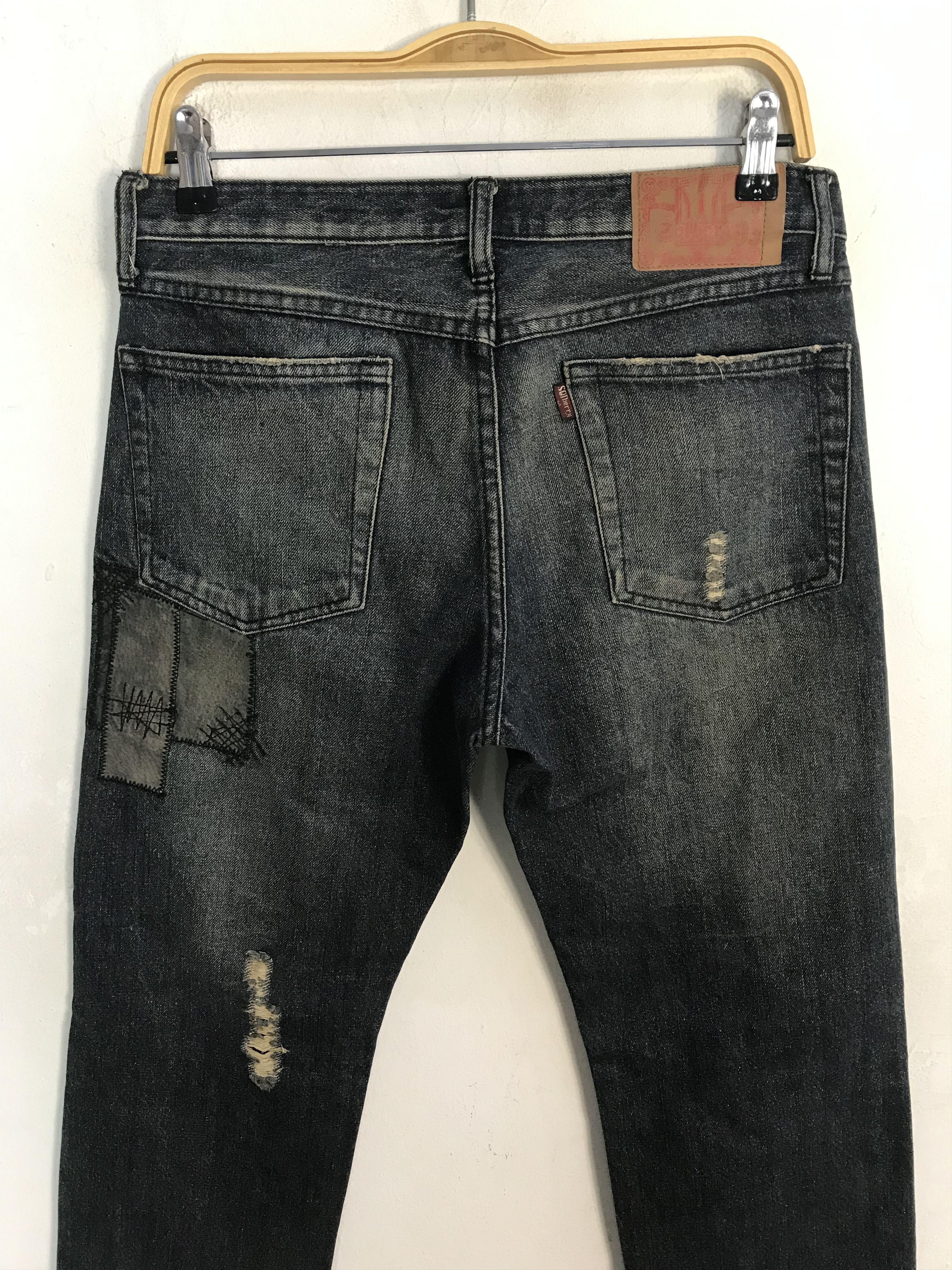 Other Solberry Distressed Art Patchworks Indigo Denim Jeans Size US 32 / EU 48 - 6 Thumbnail