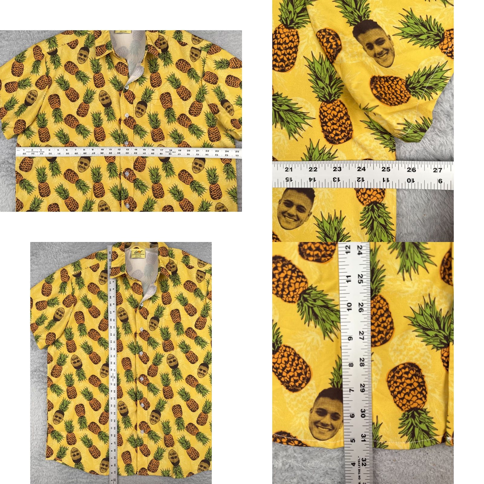Vintage Lgnd Shirt Men 2XL XXL Yellow Pineapples Faces AOP Hawaiian Cotton Blend Polyester Blend Button-Up Casual Size US XXL / EU 58 / 5 - 8 Thumbnail