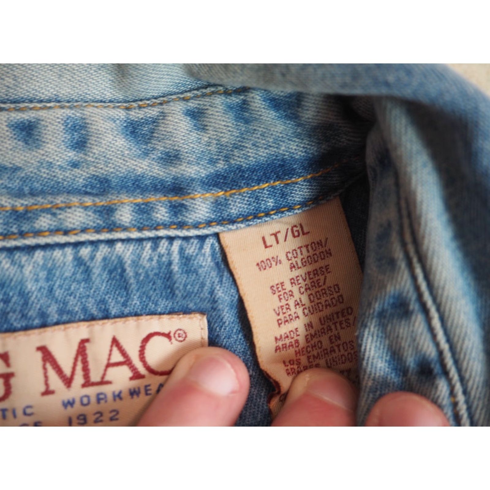 Vintage VINTAGE Big Mac Shirt Western Denim Grunge 90s LT Mens Blue Pearl Snap Long Sleeve Button-Up Casual Size US L / EU 52-54 / 3 - 8 Thumbnail