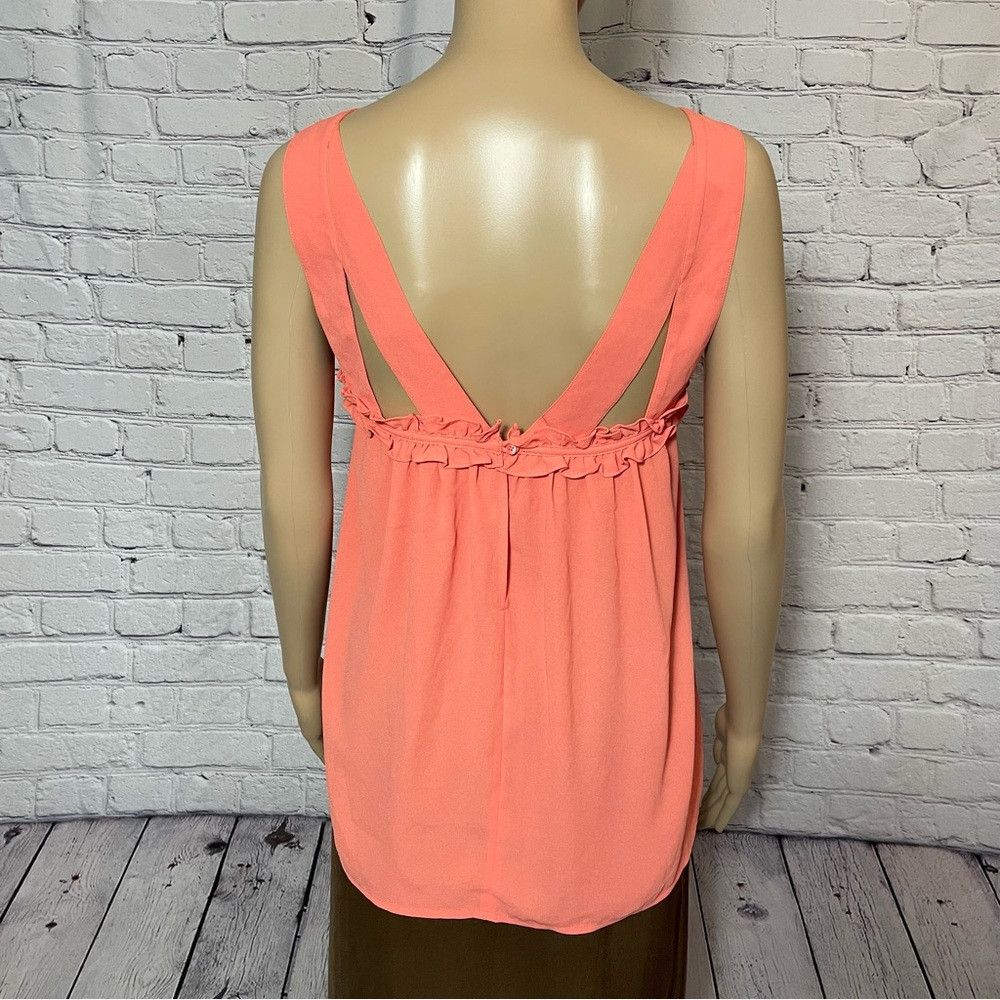 Ann Taylor New Ann Taylor Orange Ruffle Trim Tank Top Blouse Size L Size L / US 10 / IT 46 - 6 Thumbnail