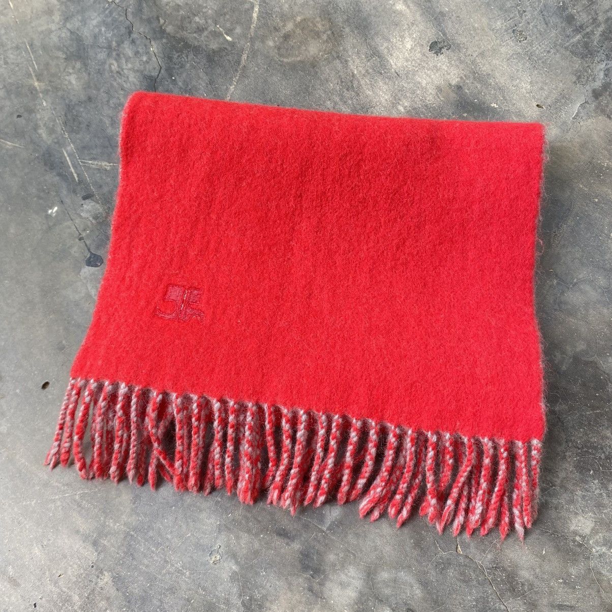 Courreges COURREGES Red & Grey 100% Wool Scarf Size ONE SIZE - 8 Thumbnail