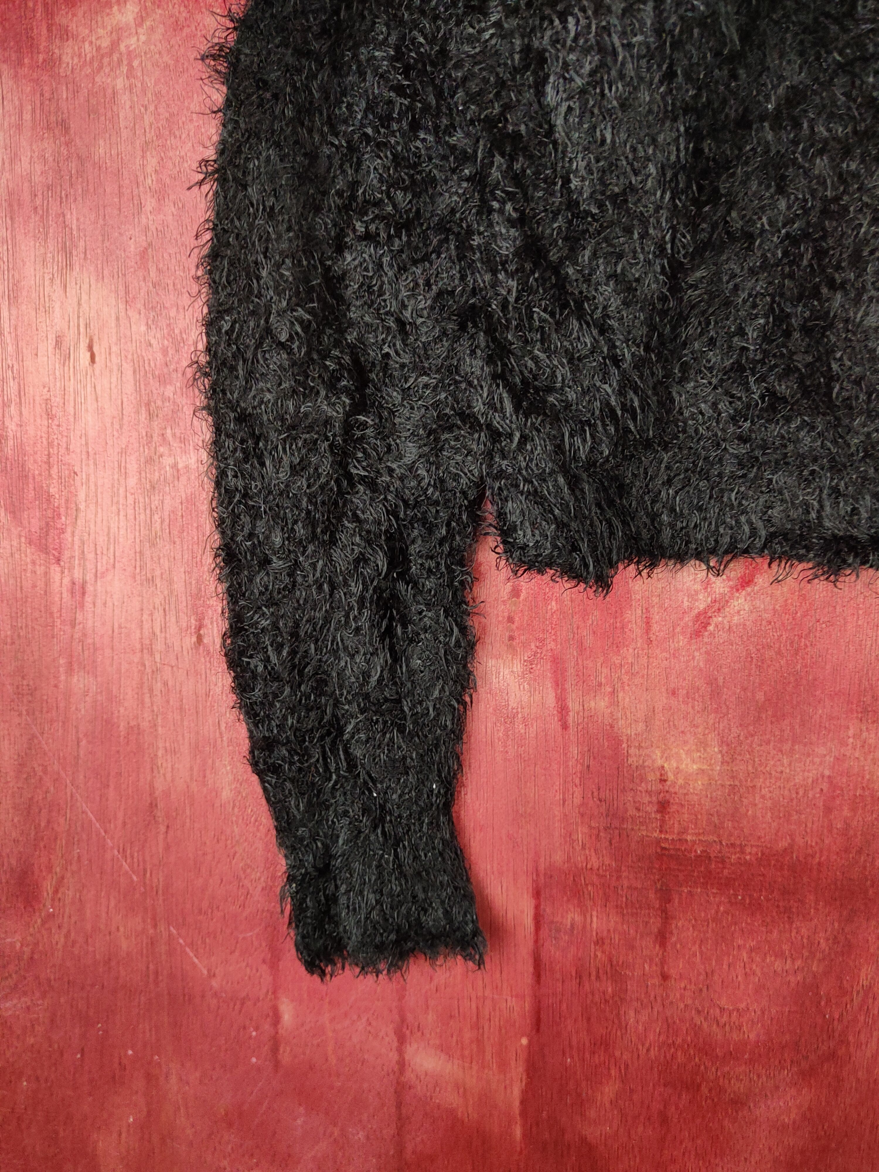 GU GU Black Shag Shaggy Fur Mohair Knitwear #S2171 Size L / US 10 / IT 46 - 4 Thumbnail