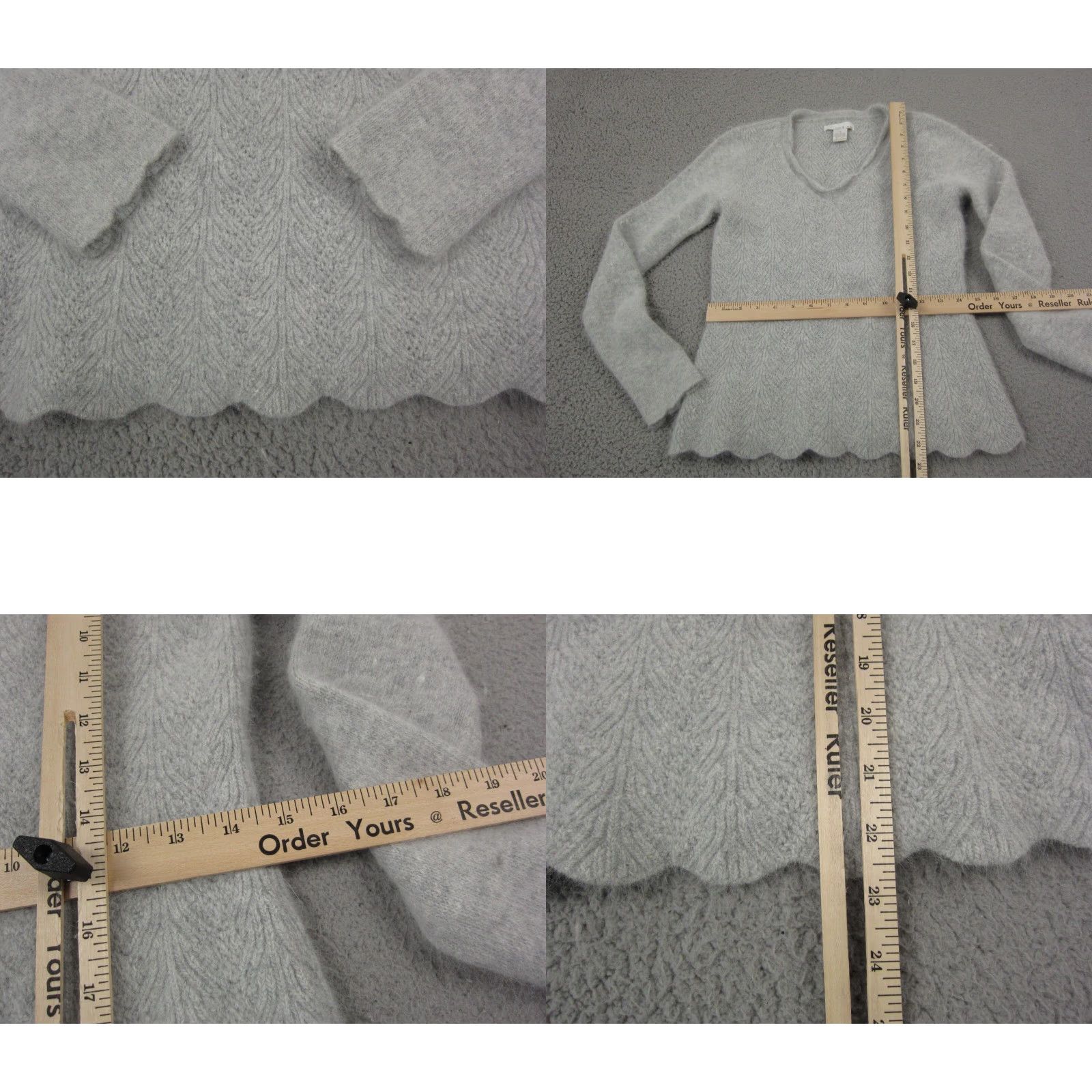 Vintage Lucy & Laurel Sweater Womens L Gray Wool Angora Rabbit Anthropologie 90s Pullover V-Neck Wool Angora Knit Shirt Womens Size L / US 10 / IT 46 - 8 Thumbnail