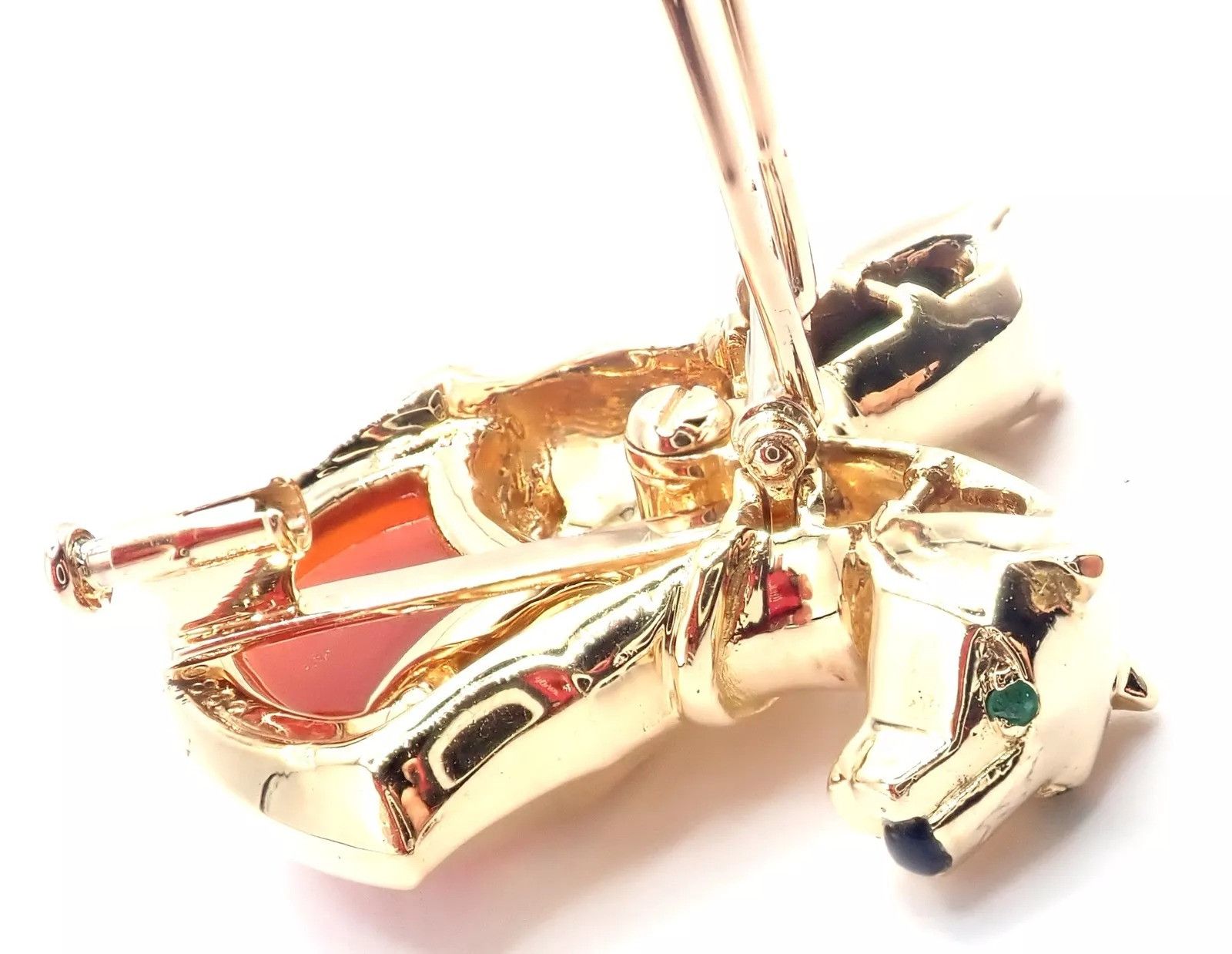 Cartier Cartier Double Panther 18k Jasper Onyx Pin Brooch Size ONE SIZE - 5 Thumbnail