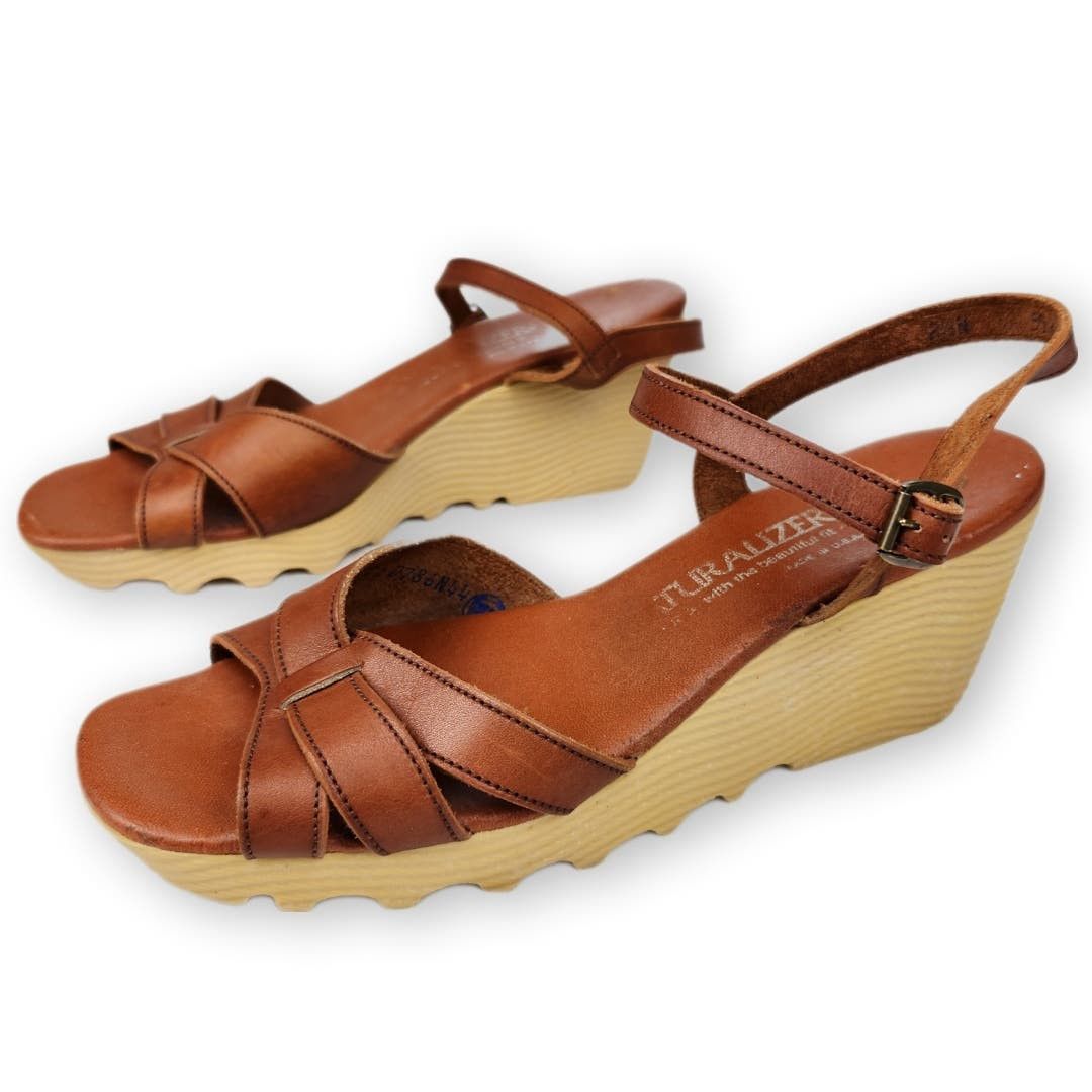 70s Naturalizer Wedge Sandals Shoes 8.5