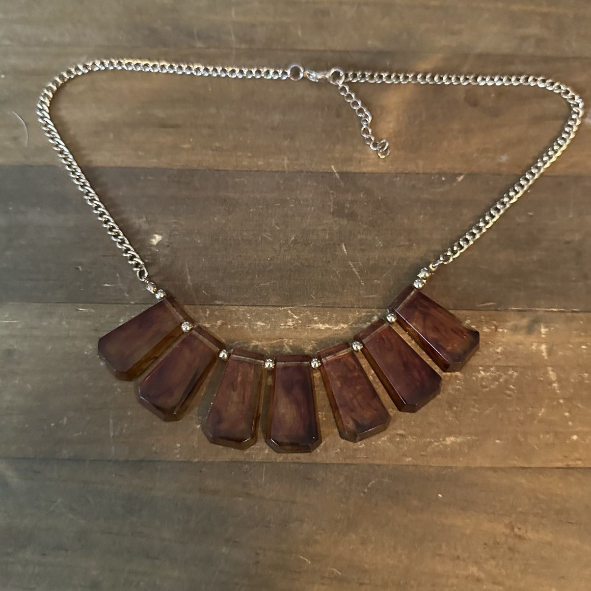 Other Marbled rectangle tile bib necklace Size ONE SIZE - 2 Thumbnail