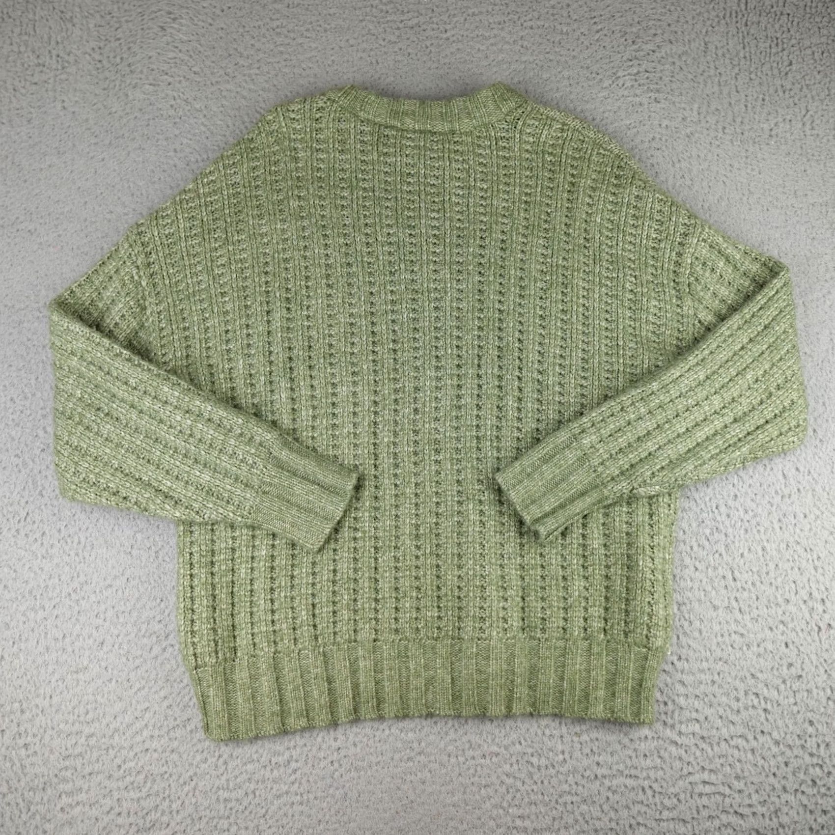 American Eagle Outfitters American Eagle Sweater Womens Medium Green Knit Crochet Crewneck Pullover Size M / US 6-8 / IT 42-44 - 2 Thumbnail