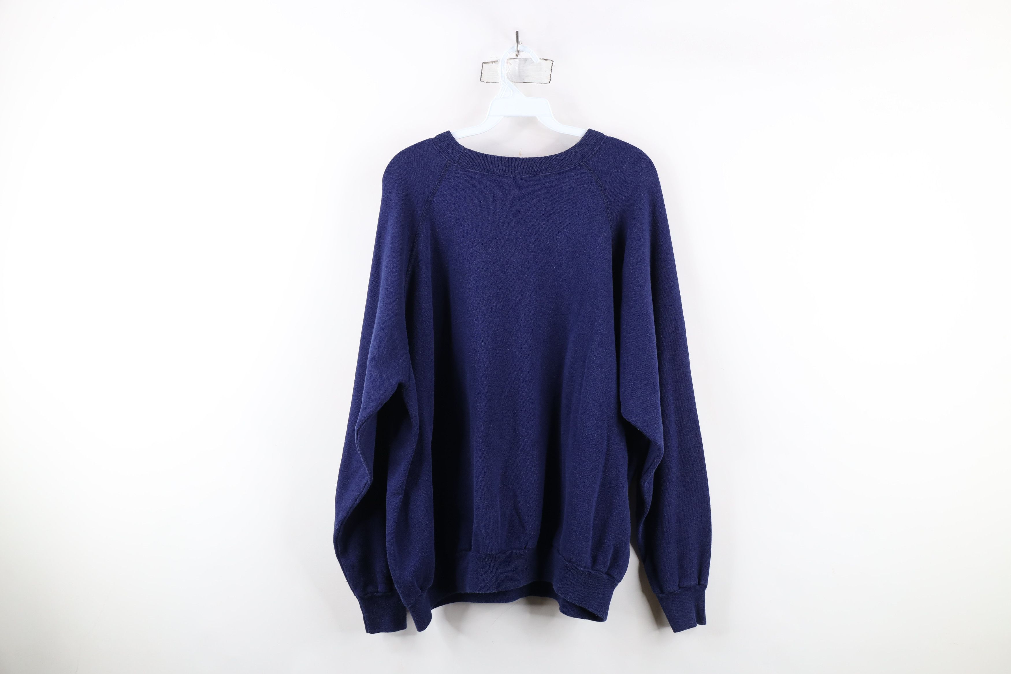 Vintage Vintage 70s 80s Streetwear Blank Raglan Sweatshirt Blue USA Size US XXL / EU 58 / 5 - 11 Thumbnail