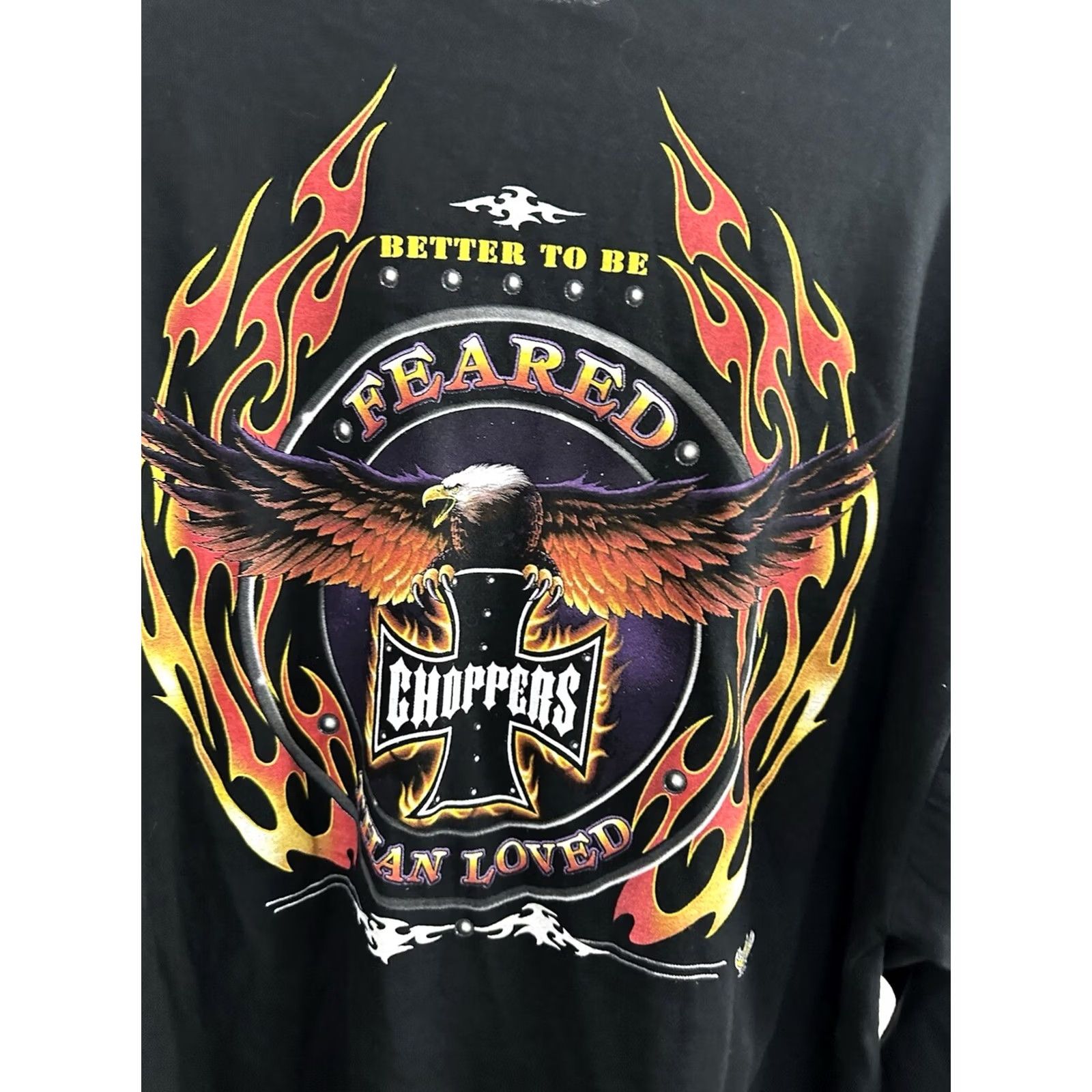 Delta VTG Choppers Biker Better To Be Feared Than Loved Fire Flame LS T-Shirt 2XL Black Men Long Sleeve T-Shirt 2XL Fire Flame Motorcycle Ride Spectrum Mens Size US XXL / EU 58 / 5 - 5 Thumbnail