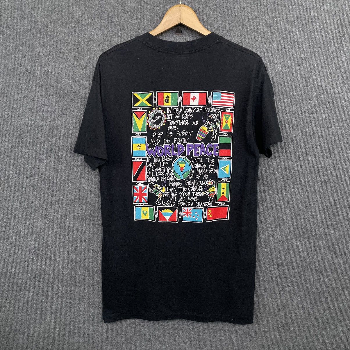 Bob Marley × Rap Tees × Vintage Vintage 1990s Irie Jamaica World Peace Reggae Rap Tee Size US M / EU 48-50 / 2 - 1 Thumbnail