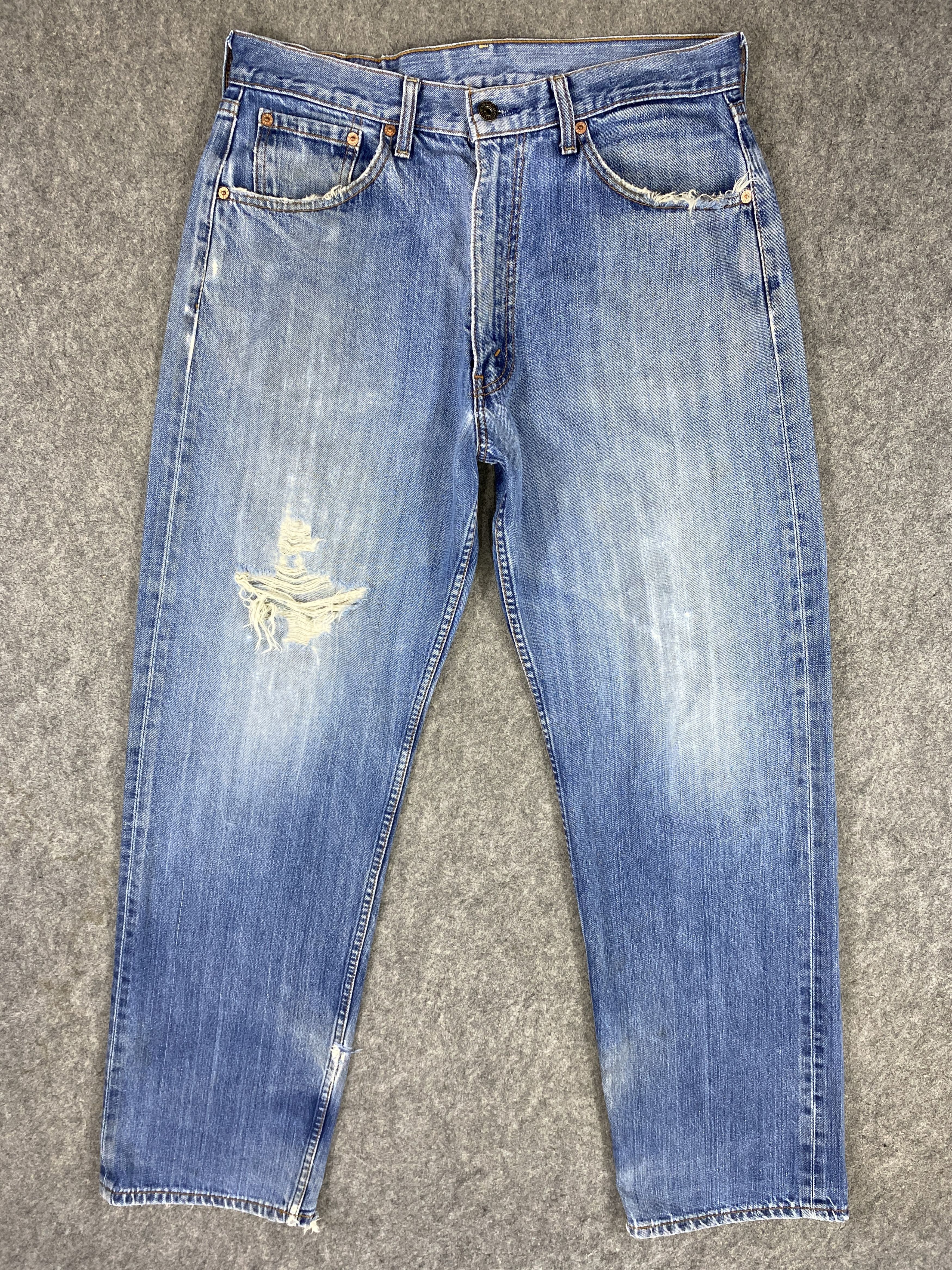 image of Distressed Denim x Hype Mid Blue Vintage Levi's 504 Jeans 32X34.5 Denim -Jn2070, Men's