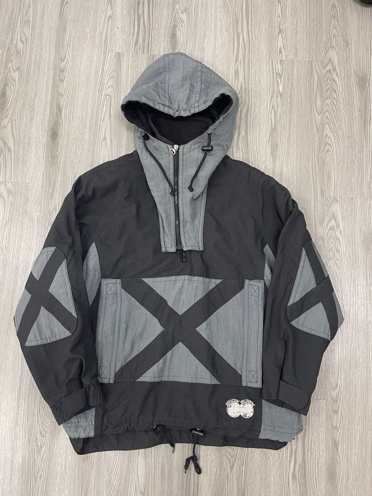 Japanese Brand 90s Snow Screw Glamorous Black Grey Half Zipper Pullover Size US L / EU 52-54 / 3 - 1 Thumbnail