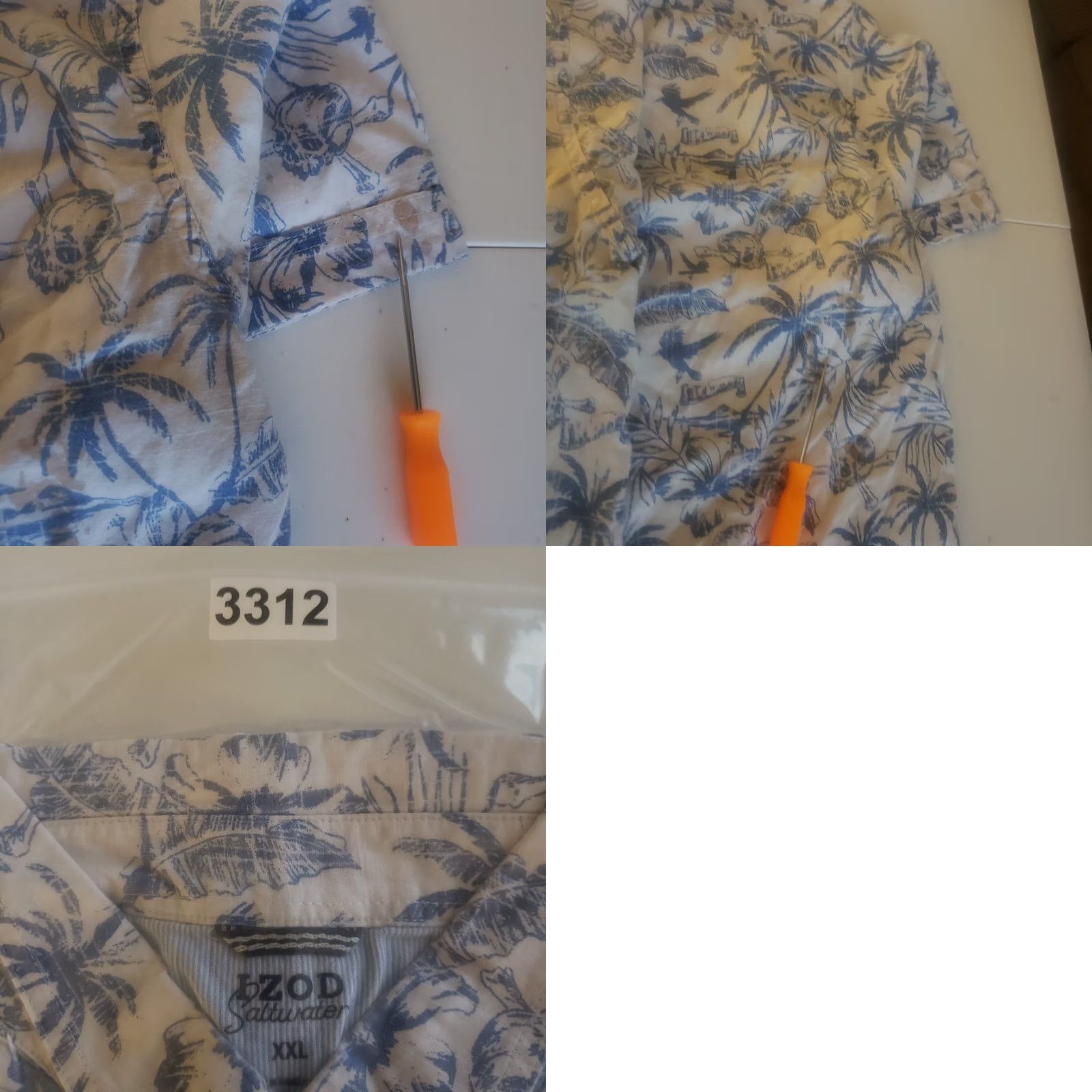 Izod IZOD Saltwater Blue Floral Print Short Sleeve Cotton Button-Up Shirt Men's 2XL Size US XXL / EU 58 / 5 - 10 Thumbnail