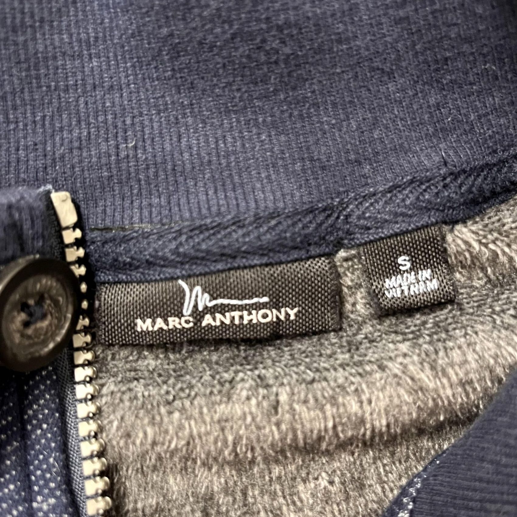 Marcs Marc Anthony Jacket Mens S Blue Herringbone Fleece Lined Bomber Full Zip Casual Size US S / EU 44-46 / 1 - 3 Thumbnail