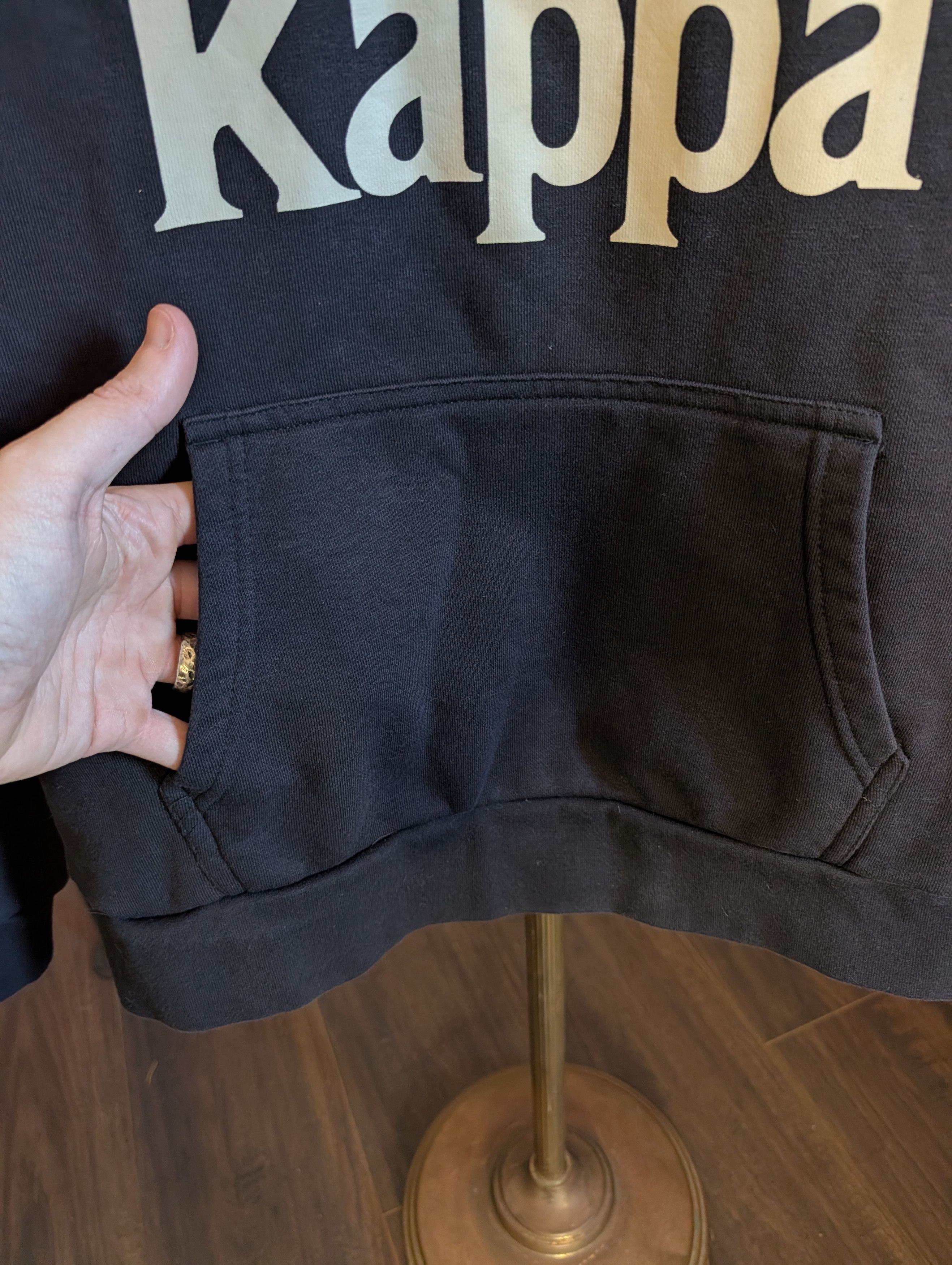 Kappa Iconic logo print track stripe sleeve pullover hoodie black Size US S / EU 44-46 / 1 - 4 Thumbnail