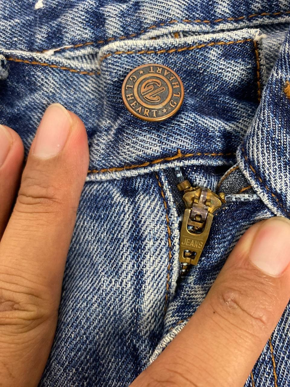 Japanese Brand gl heart bootcut distressed denim nice design Size US 31 - 11 Thumbnail