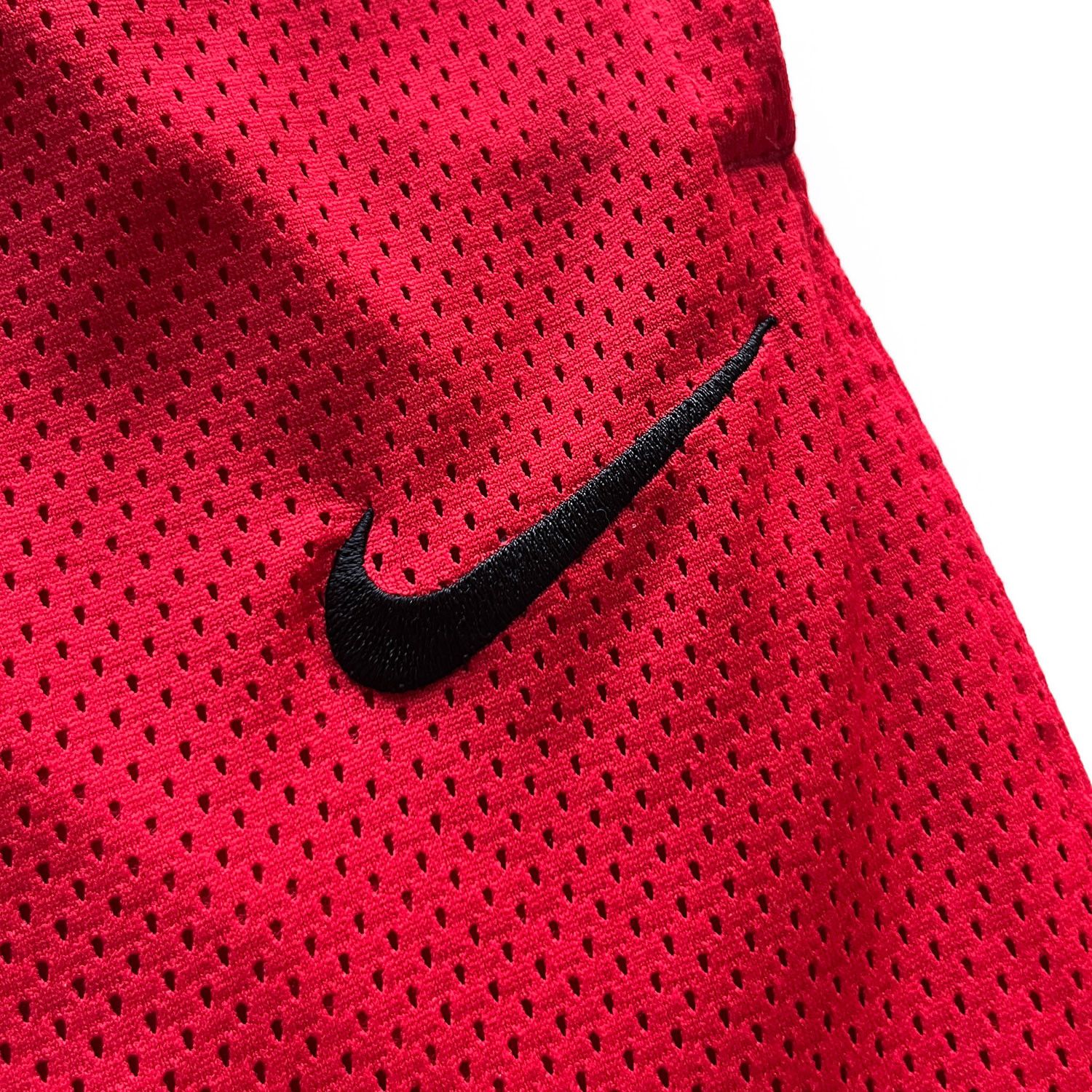 Nike Embroidered Mesh Swoosh Basketball Shorts in Red/White/Black Size US 34 / EU 50 - 4 Thumbnail