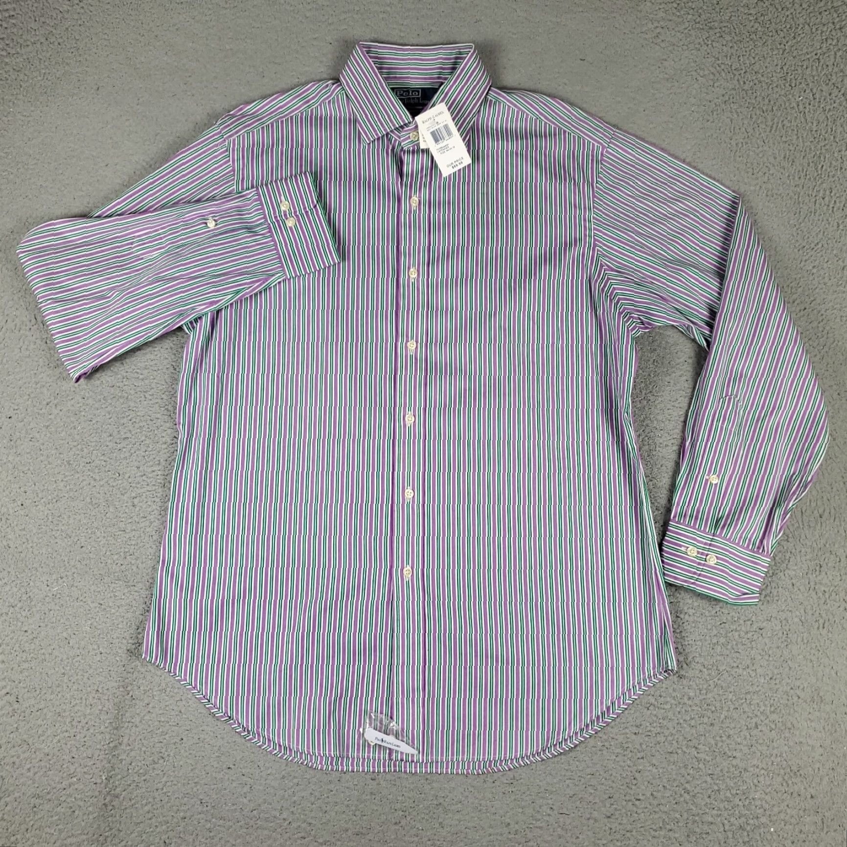 Ralph Lauren Ralph Lauren Shirt Mens 16 Purple Striped Classic Fit Dress Button Up Size 42R - 2 Thumbnail