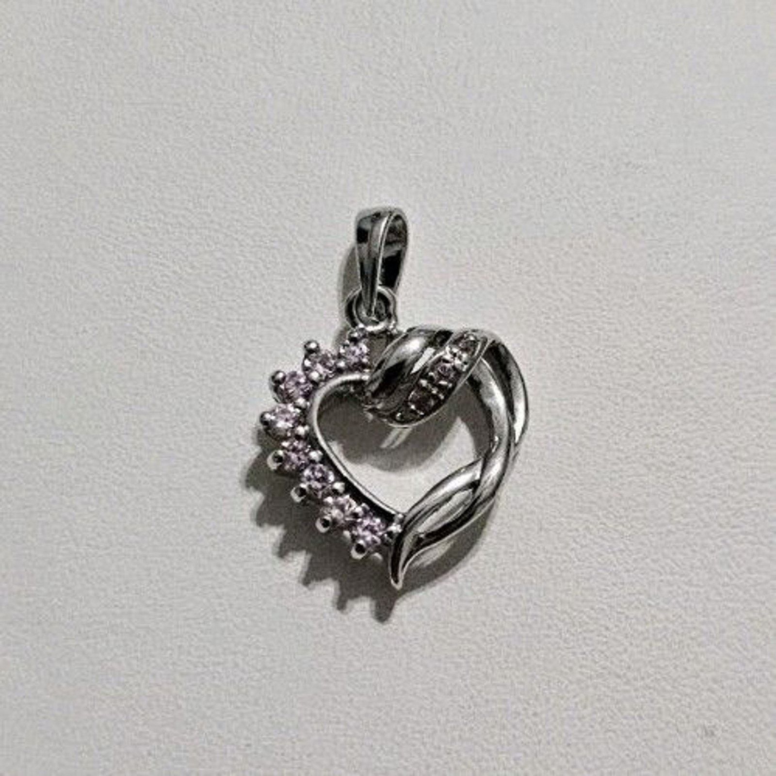 Other Sterling Silver 925 Pink Stone Heart Pendant Charm Size ONE SIZE - 1 Thumbnail