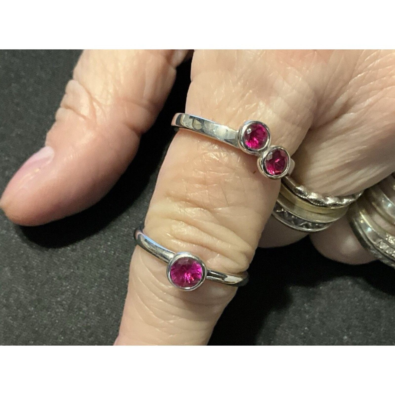 Other 925 Sterling Silver 2 Ring Set Pink Topaz Stones Size 8 Size ONE SIZE - 5 Thumbnail