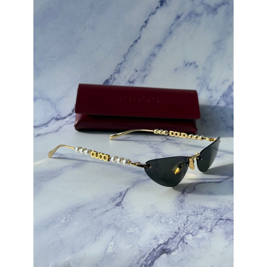 Gucci NEW Gucci GG1920S Gold Cat Eye Pearl Sunglasses Size ONE SIZE - 5 Thumbnail