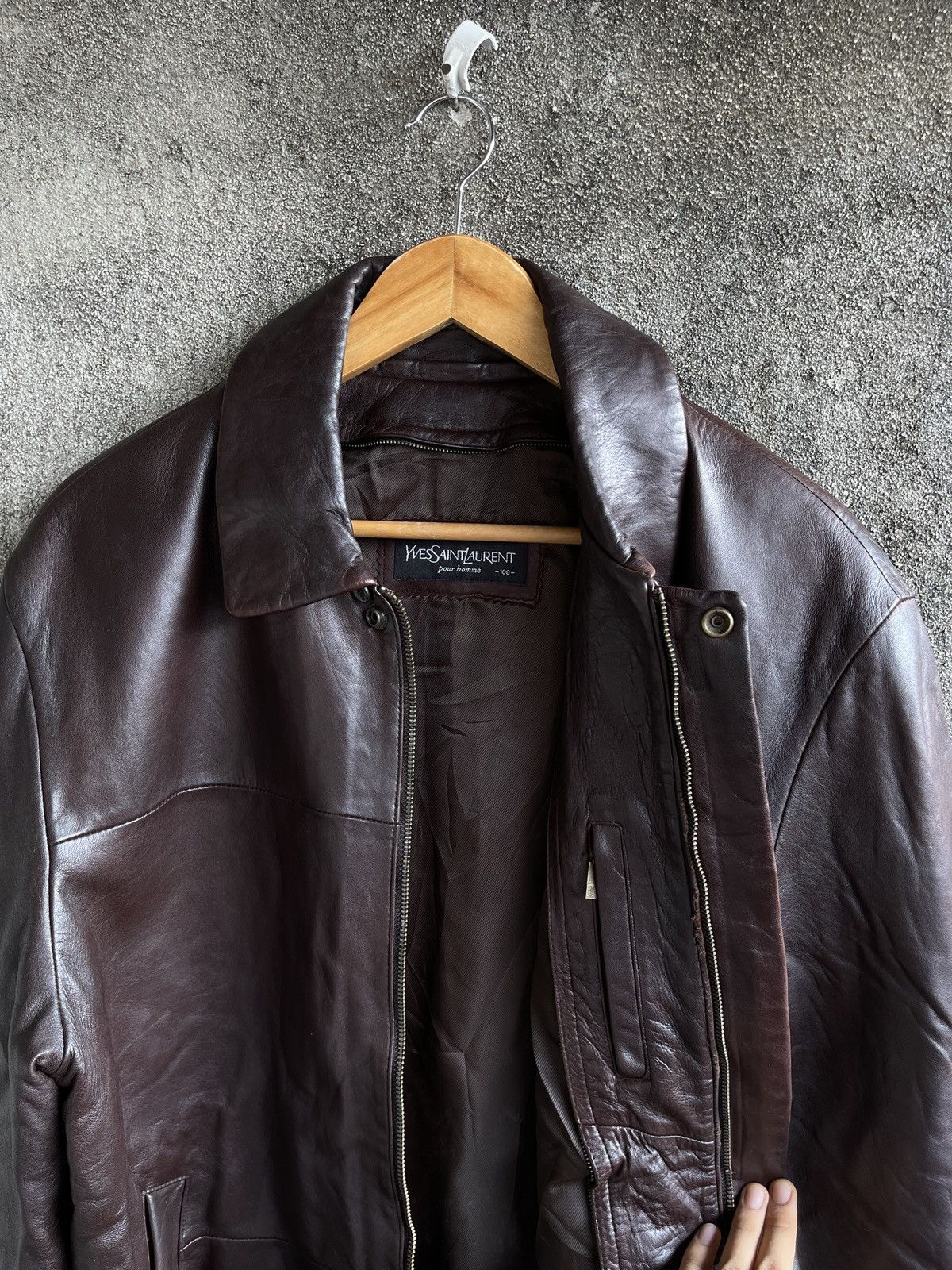 Yves Saint Laurent Vintage🔥YVES SAINT LAURENT POUR HOMME🔥Leather Jacket 90’s Size US L / EU 52-54 / 3 - 4 Thumbnail
