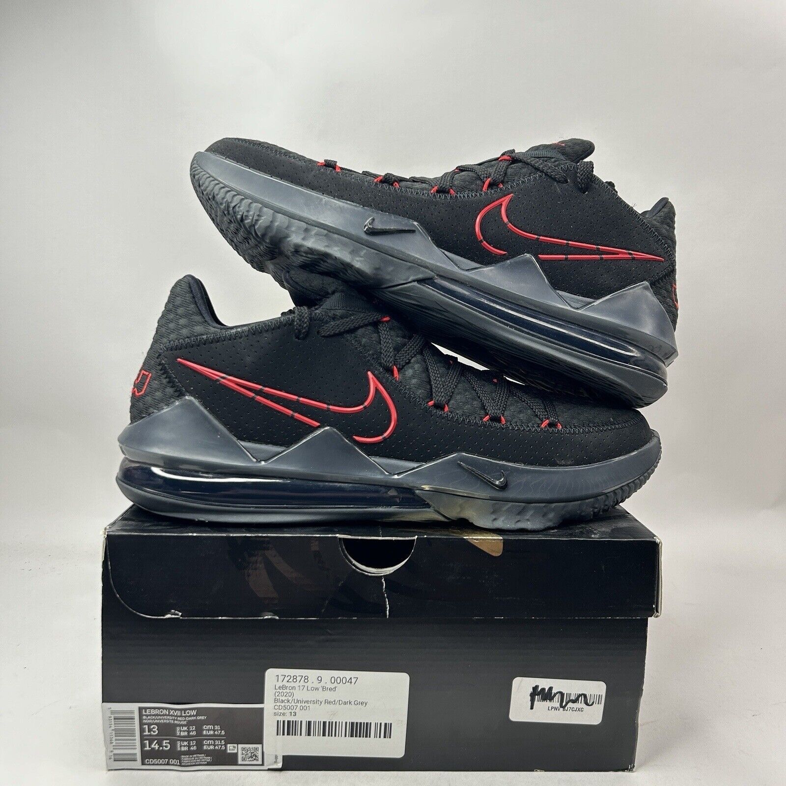 Nike Nike Lebron 17 XVII Low “Bred/Black Red” 2023 Size US 13 / EU 46 - 1 Thumbnail