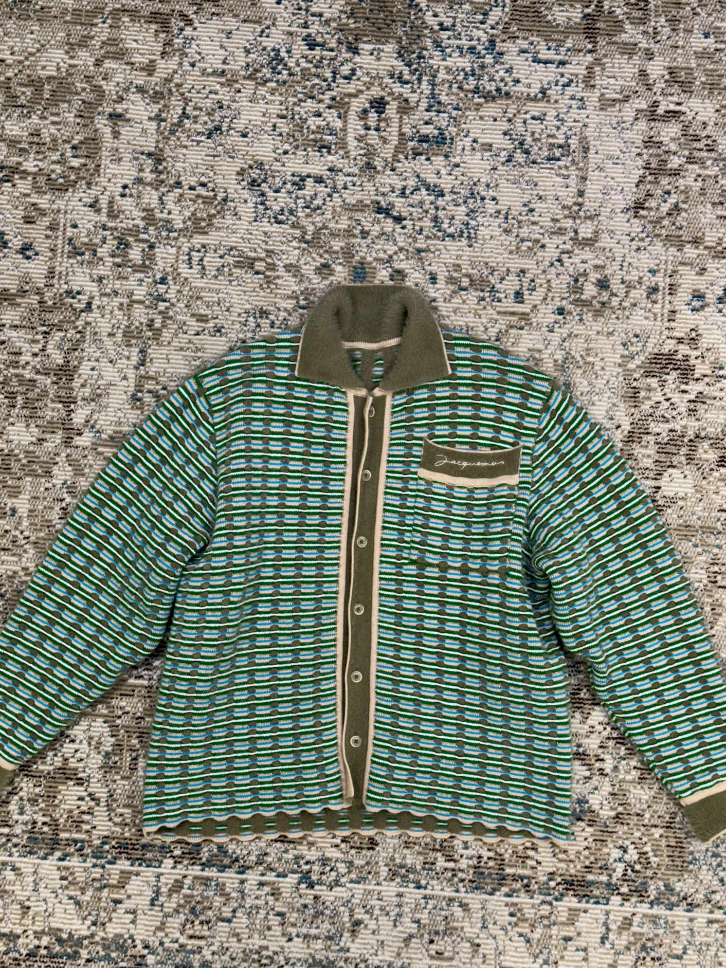 image of Jacquemus Le Cardigan Macio in Green, Men's (Size Small)