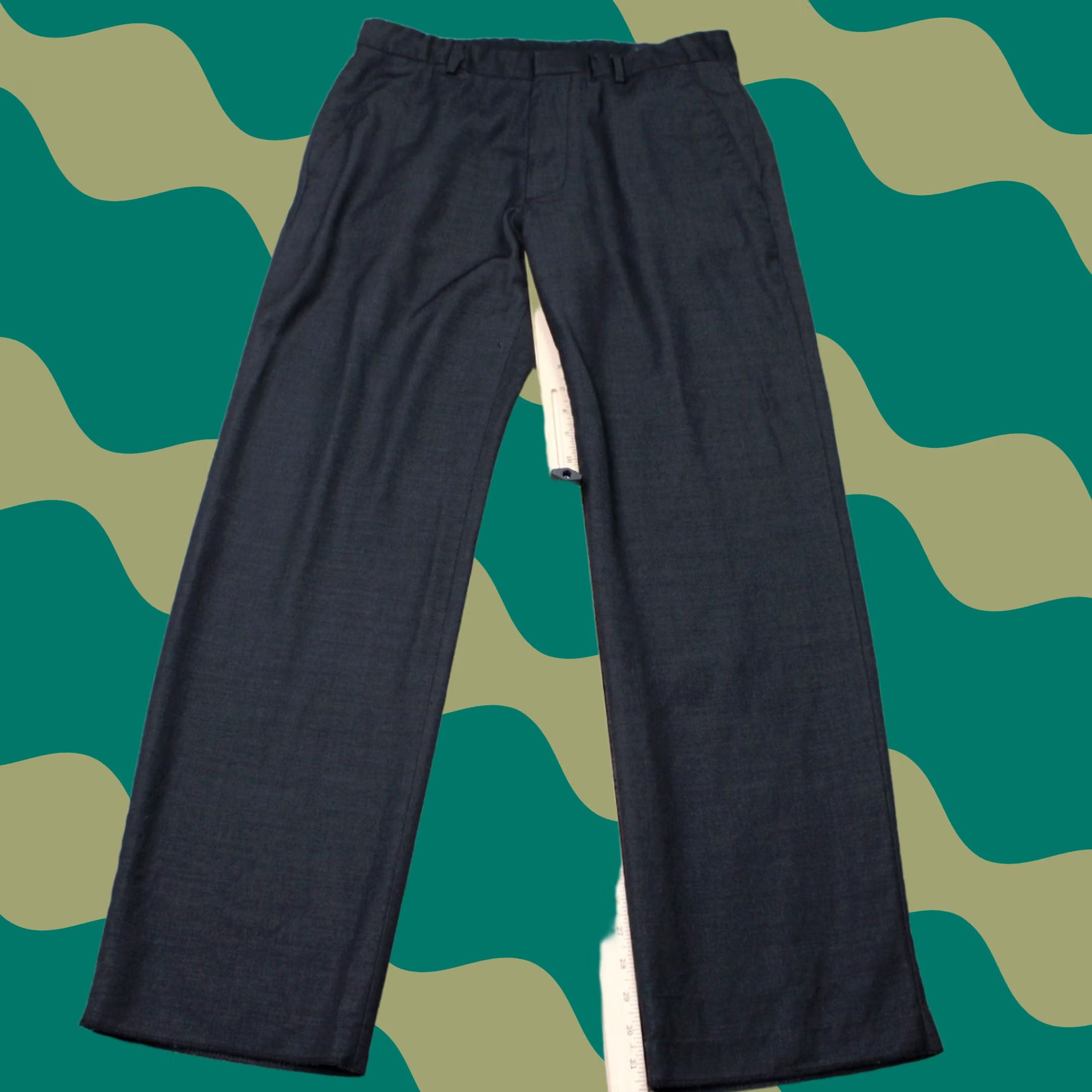 Banana Republic Banana Republic Dress Pants Mens 35x32 Black 100% Wool Flat Front Acetate Lined Size US 35 - 1 Thumbnail