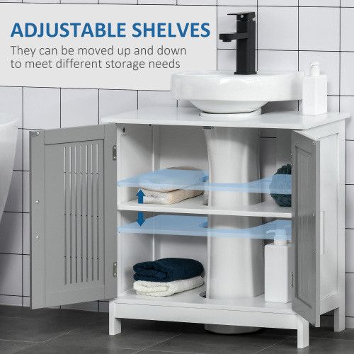 Designer × Homemade kleankin Modern Under Sink Cabinet with 2 Doors, Pedestal Un Size US L / EU 52-54 / 3 - 6 Thumbnail
