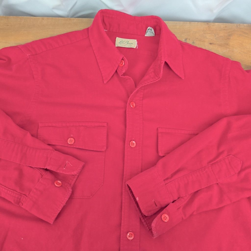 L.L. Bean × Vintage LL Bean Vintage Cursive Label Era Red Chamois Cotton Shirt Size US M / EU 48-50 / 2 - 7 Thumbnail