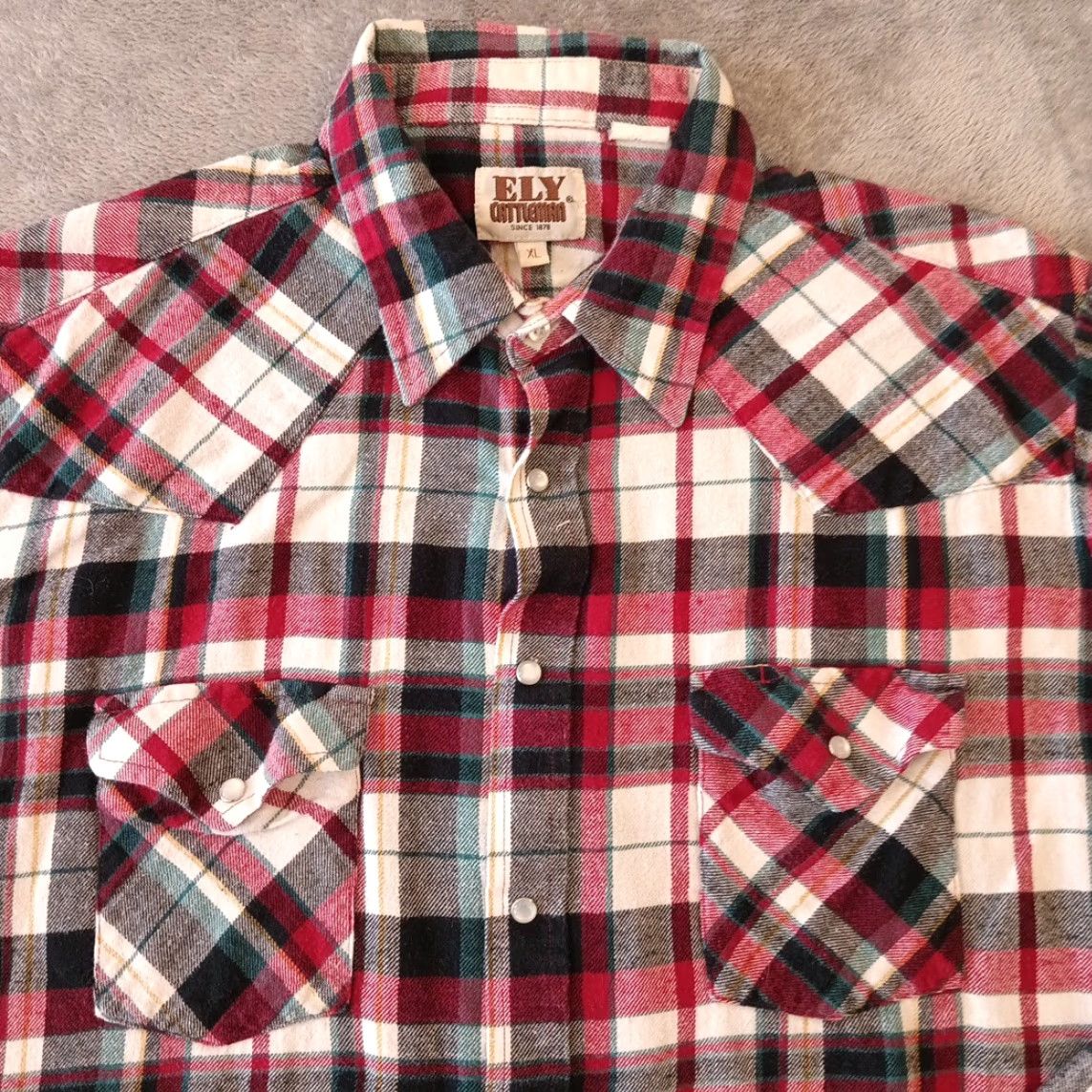 Vintage Ely Cattleman Shirt Mens XL Red Plaid Flannel Long Sleeve Snap Pockets Western Button-Up Size US XL / EU 56 / 4 - 3 Thumbnail