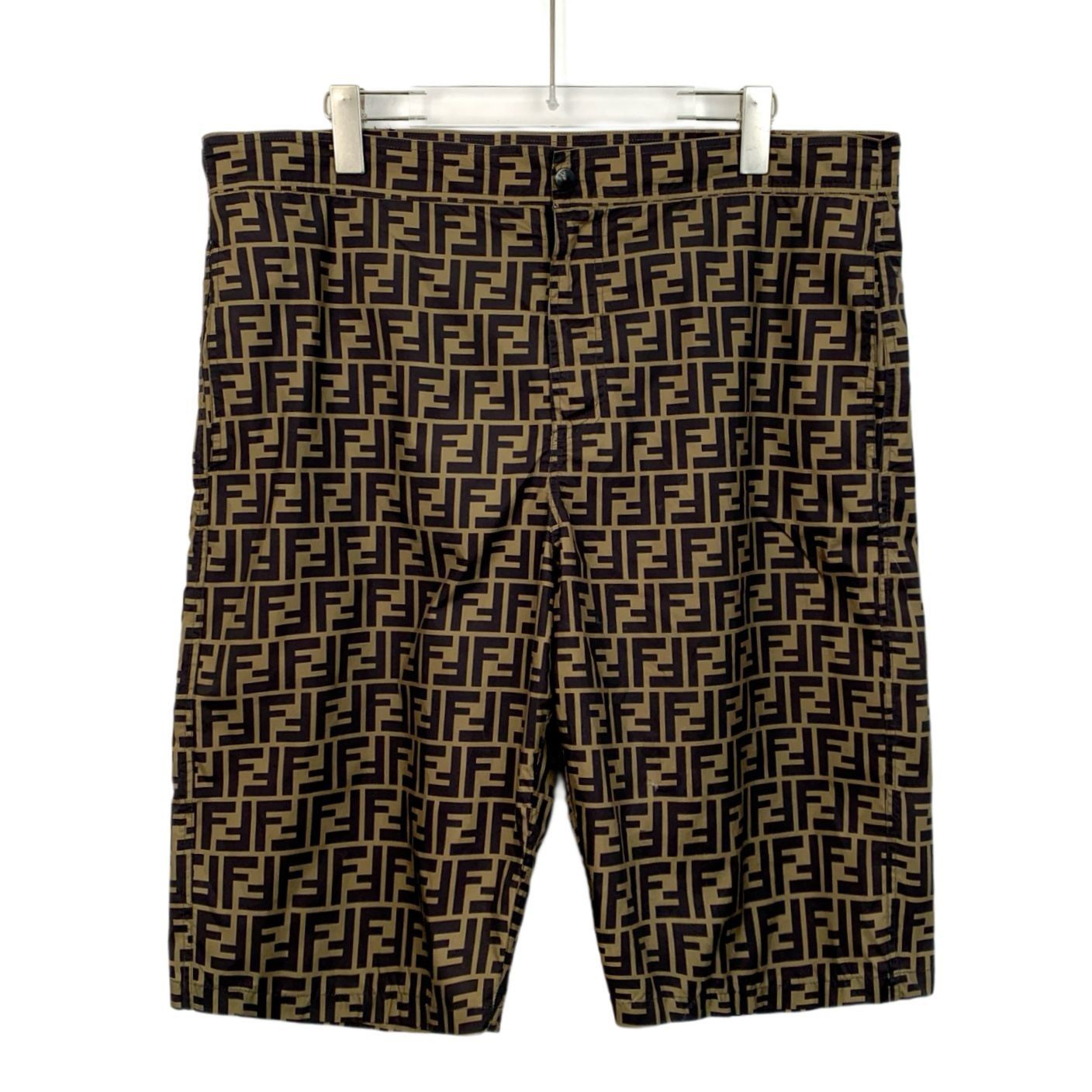 Fendi Fendi Brown FF Logo-Printed Casual Shorts Mens Size 52 Size US 36 / EU 52 - 1 Thumbnail