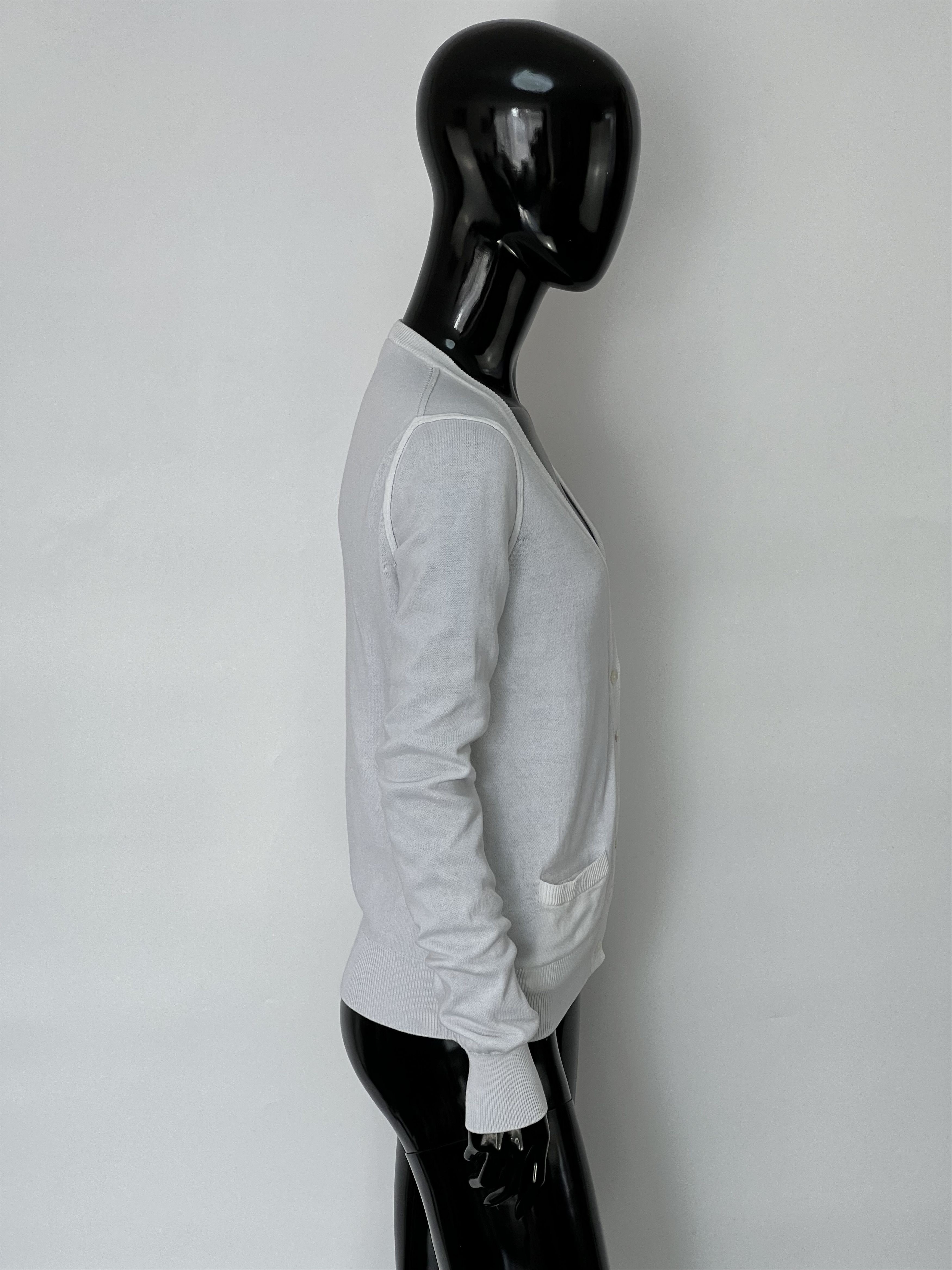 Dolce & Gabbana Dolce & Gabbana White Cotton Long Sleeve V-Neck Cardigan Size M / US 6-8 / IT 42-44 - 2 Thumbnail