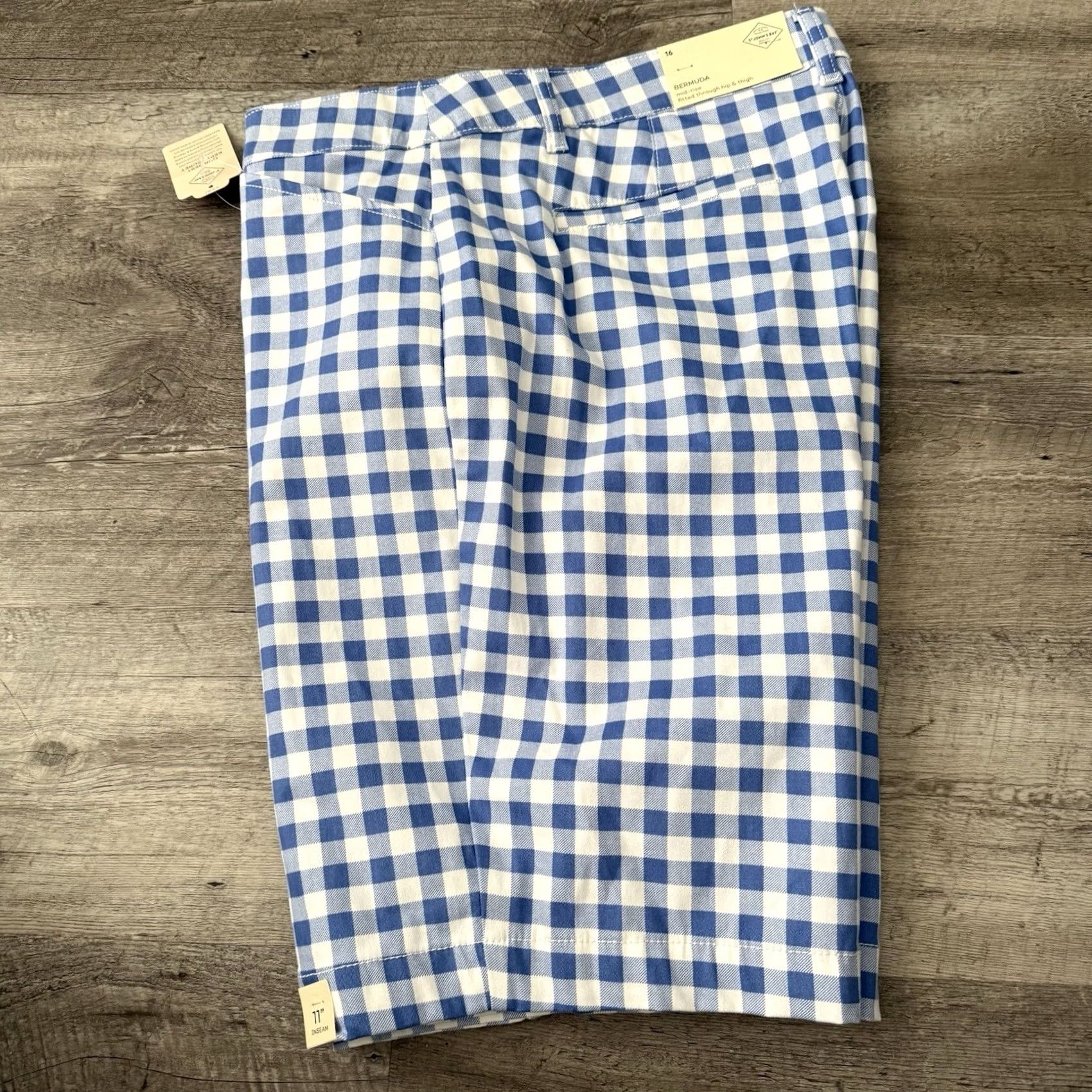 Vintage St. John's Bay Bermuda Shorts Womens 16 Bright Blue Gingham Tummy Control NEW Size 38" / US 16 / IT 52 - 5 Thumbnail
