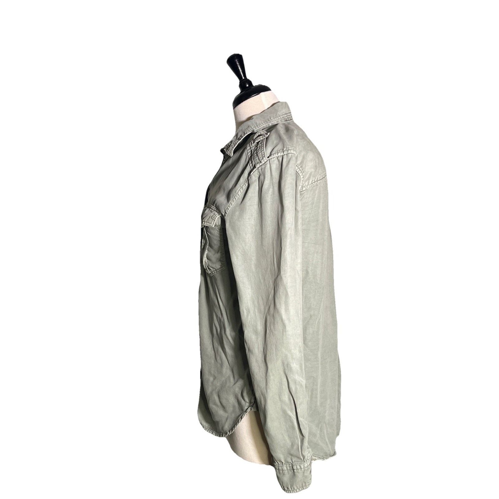 American Eagle Outfitters American eagle Women's S Olive Green Twill Shirt Slim Fit Size S / US 4 / IT 40 - 3 Thumbnail