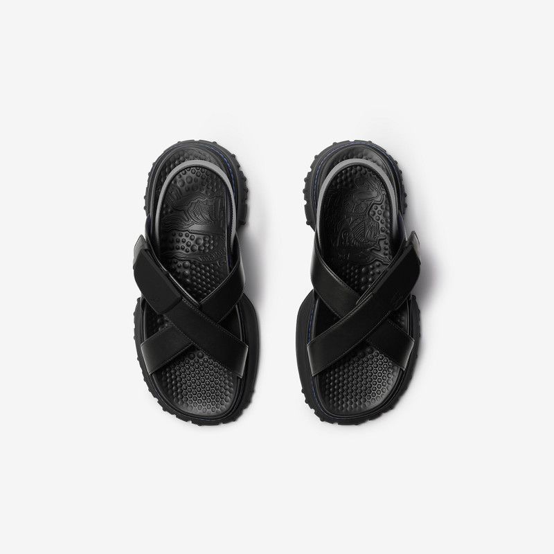 Burberry o1w1db10226 Leather Pebble Sandals In Black Size US 5 / EU 37 - 5 Thumbnail