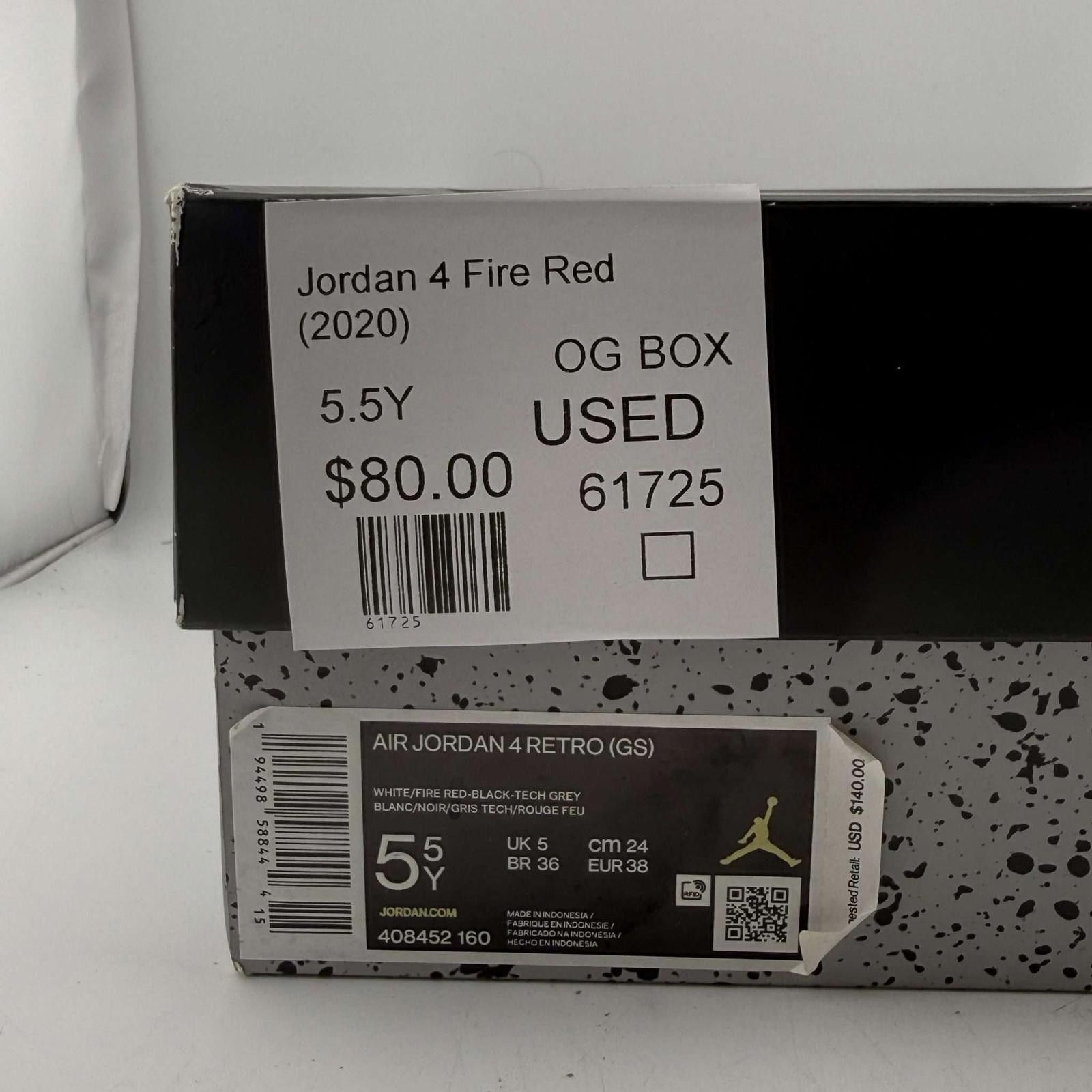 Nike Jordan 4 Fire Red 5.5Y Used with Box Size US 5.5 / EU 38 - 9 Thumbnail