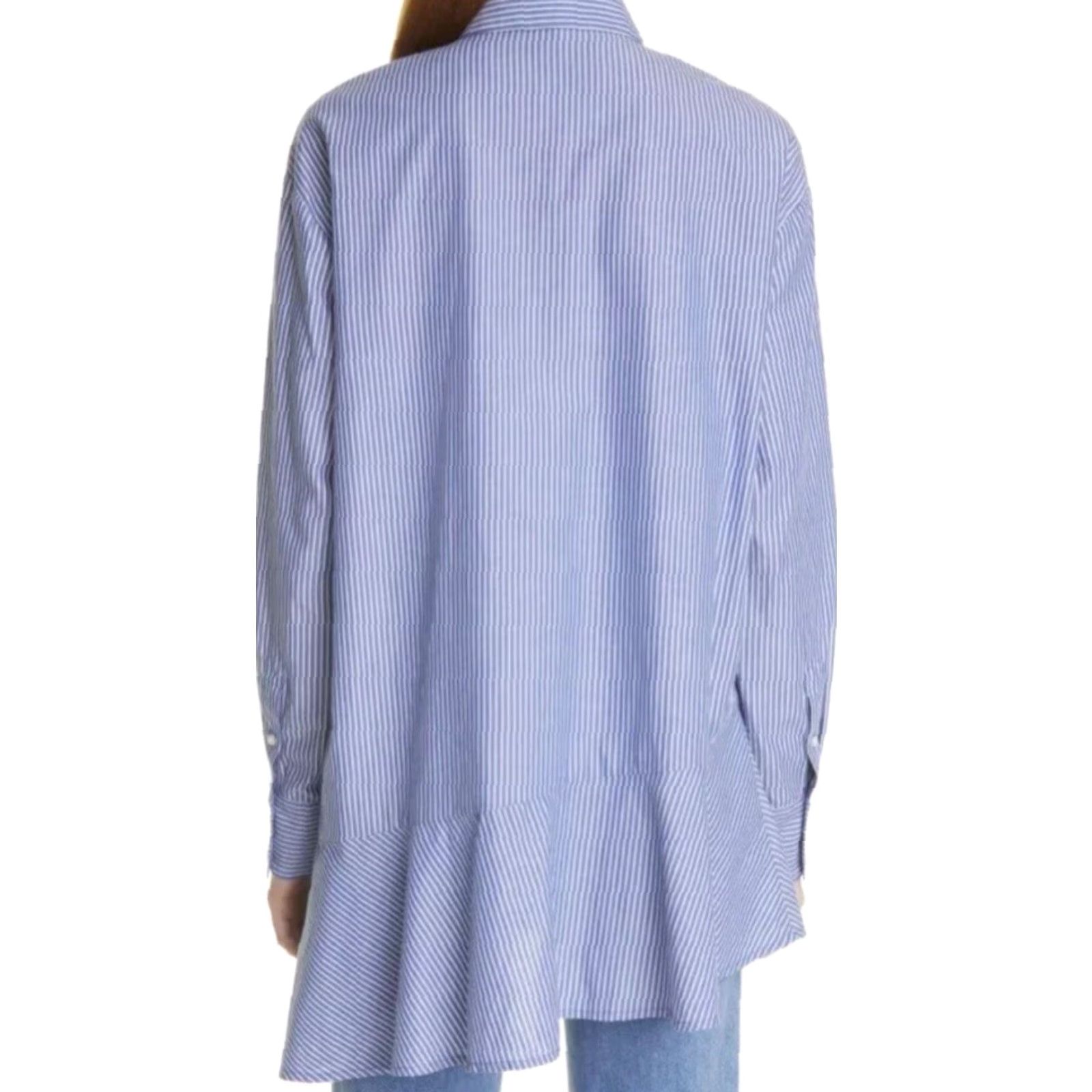 Veronica Beard Veronica Beard Tunic Shirt Striped Blue White 100% Cotton Size 0 Womens Regular Long Sleeve Front Button Gilda Bias Hem Shaped Colorful Size XS / US 0-2 / IT 36-38 - 4 Thumbnail