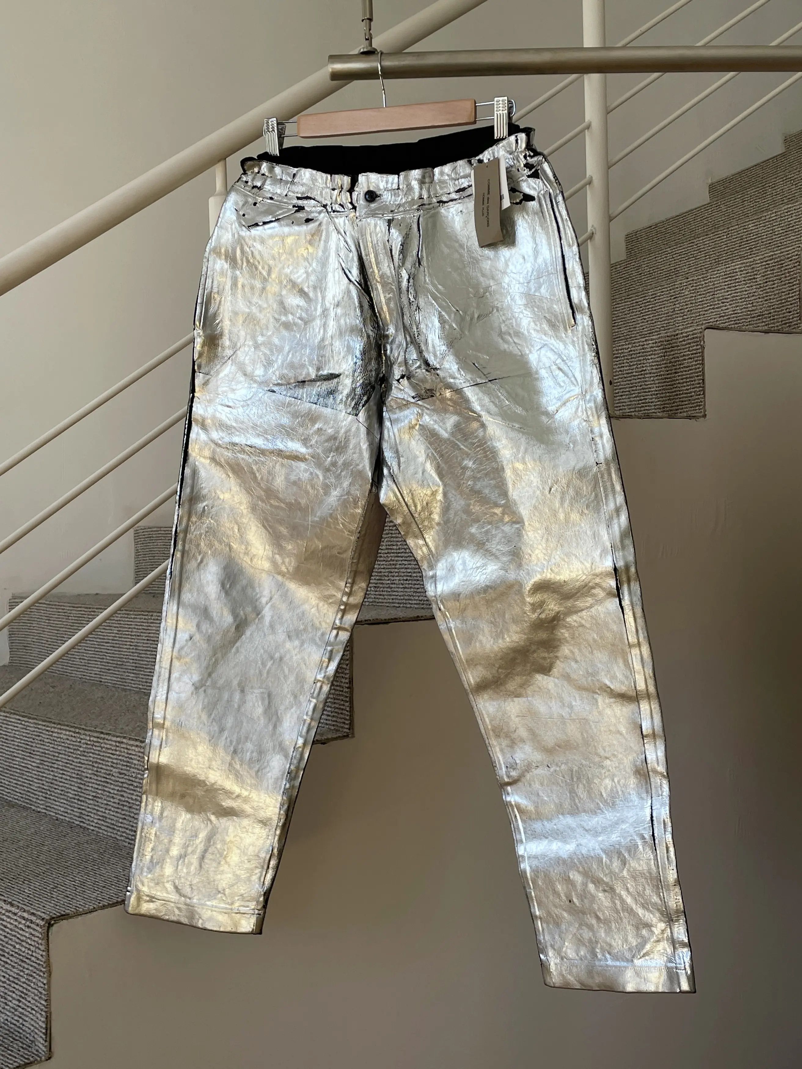 Comme des Garcons COMME DES GARCONS Pants Painted Metallic Silver Grunge A7471 Size US 32 / EU 48 - 3 Thumbnail