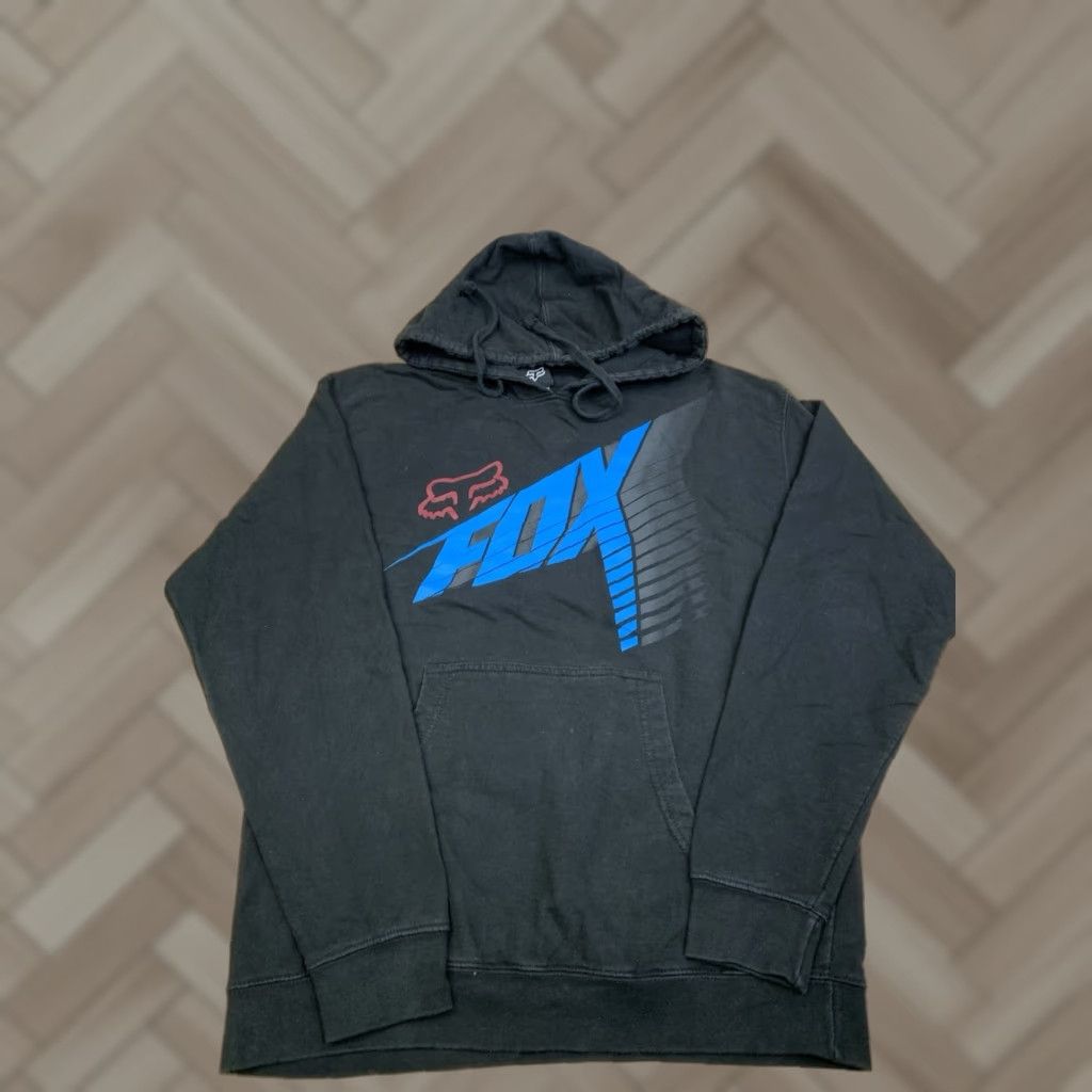 Fox Racing Fox Hoodie Mens M Black Pullover Drawstring Graphic Print Hooded Pockets Casual Y2K Racing Outdoor Sports Motorcycle Gym & Training Walking Vintage? Size US M / EU 48-50 / 2 - 1 Thumbnail