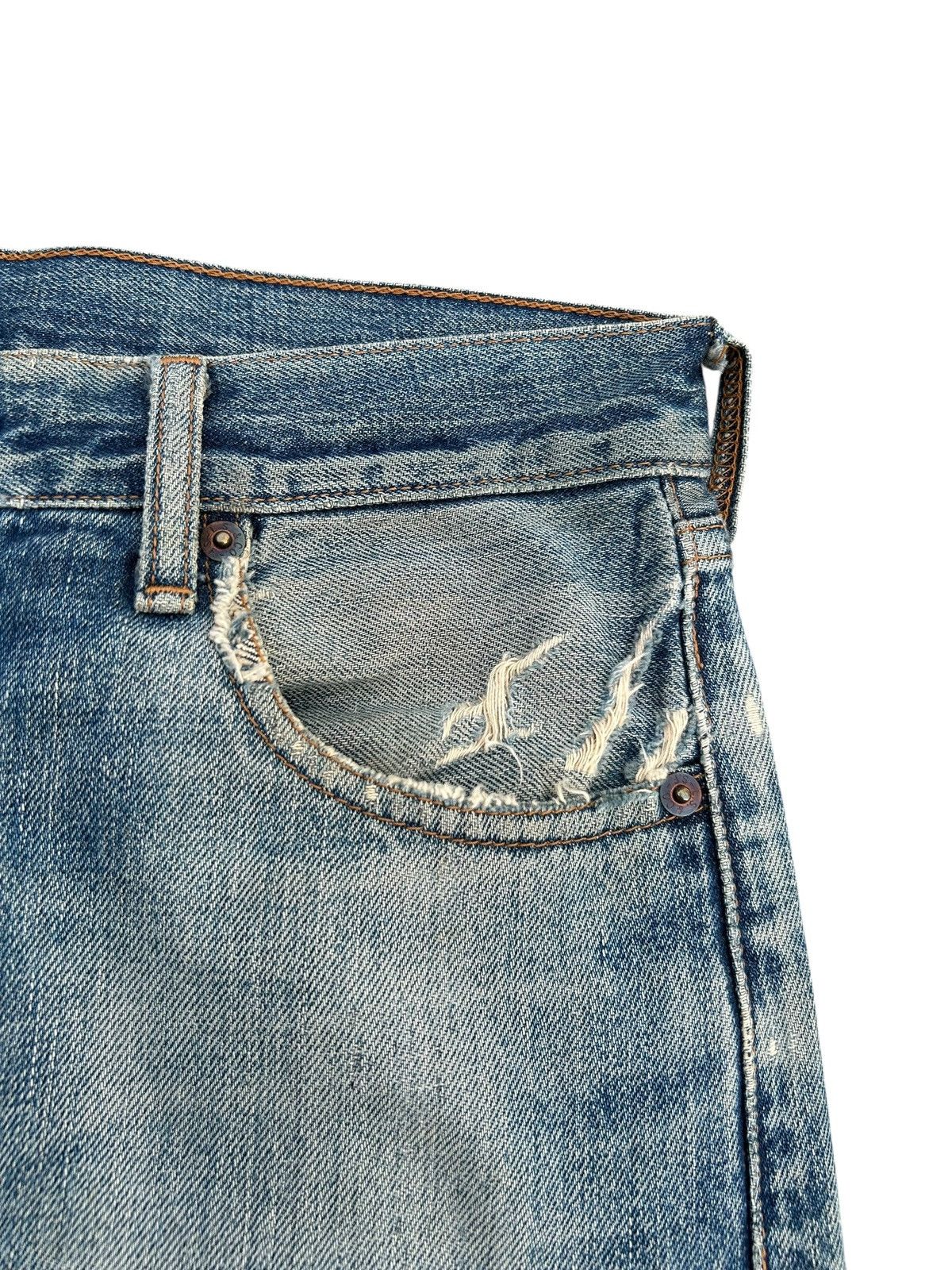 Kapital Thrashed Vintage Levis big E Selvedge Denim Jeans Size US 30 / EU 46 - 6 Thumbnail