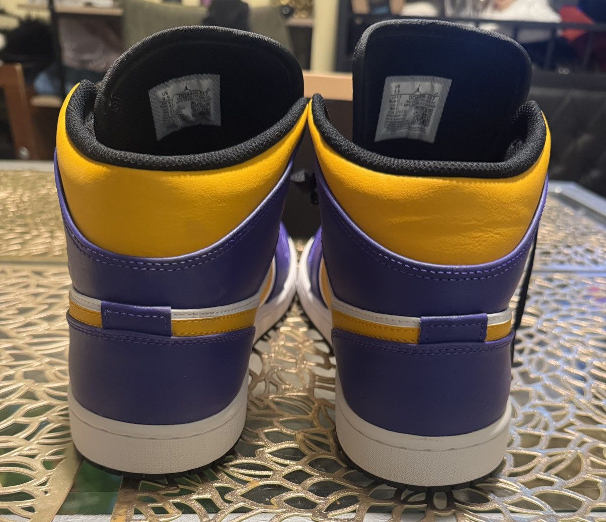 Jordan Brand Nike Air Jordan 1 Mid Lakers Purple University Gold Retro Size US 9.5 / EU 42-43 - 2 Thumbnail