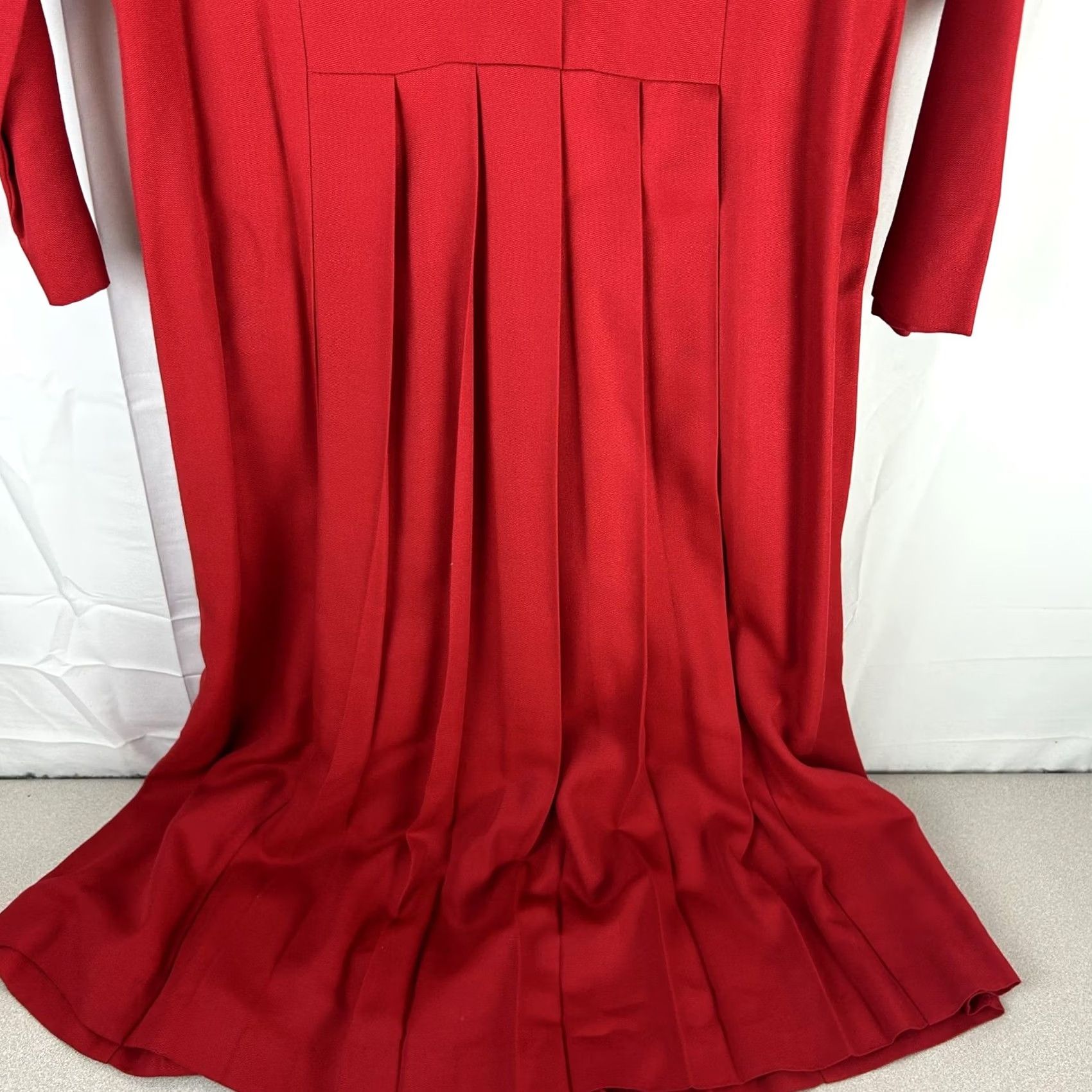 Talbots VINTAGE Talbots Donna Ricco Dress Womens 8 Red Long Sleeve Pleated Maxi 90s Size M / US 6-8 / IT 42-44 - 7 Thumbnail
