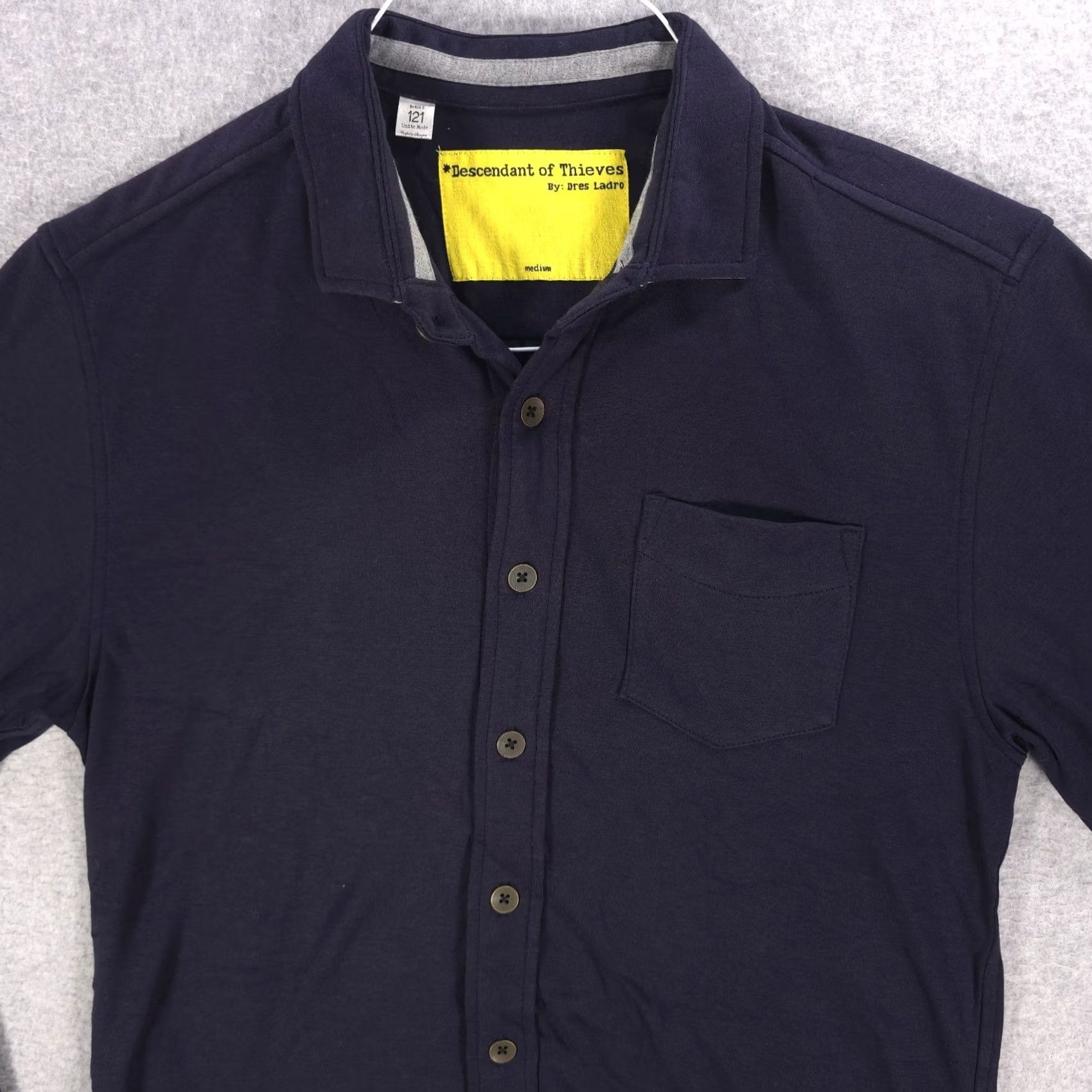 Descendant Of Thieves Shirt Mens Medium Dark Blue Polyester Stretch Dres Landro, Men's (Size 40r) — image 3 of 6