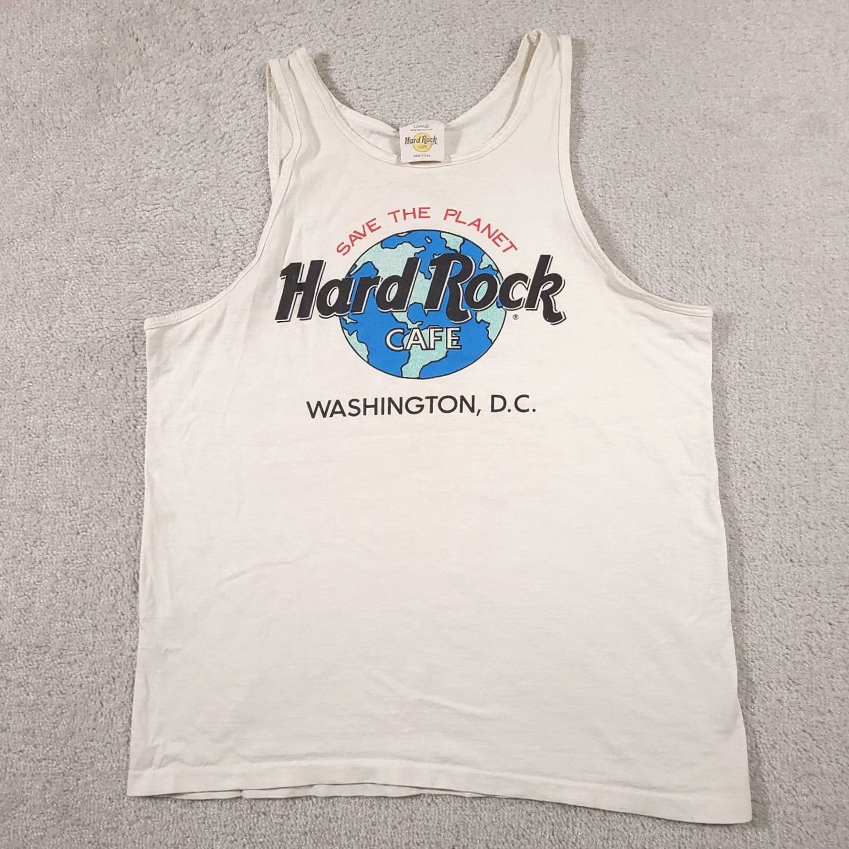 Hard Rock Cafe VINTAGE Hard Rock Cafe Washington DC Tank Top Shirt Adult Large White Made in USA Size US L / EU 52-54 / 3 - 2 Thumbnail